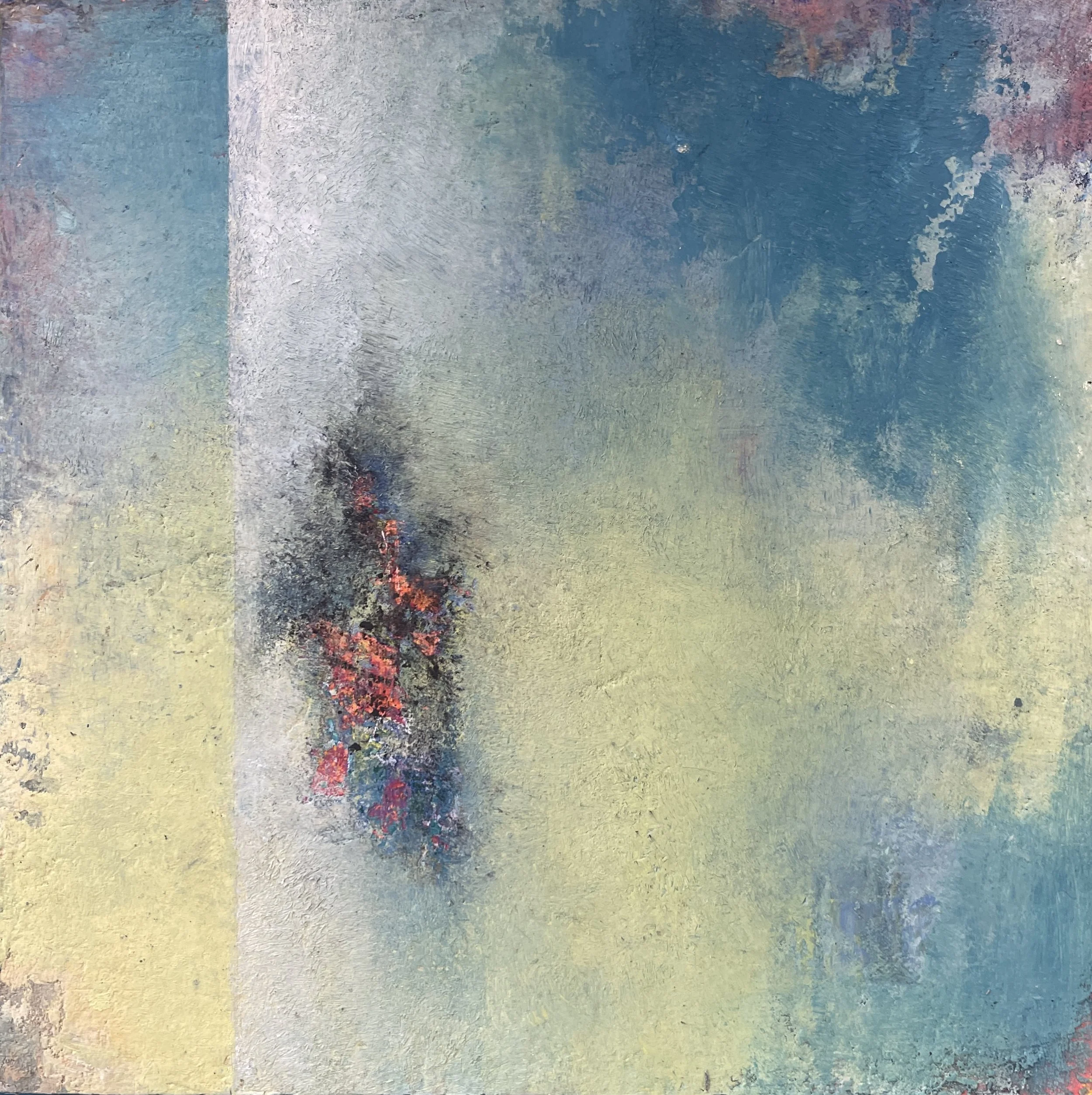 À ľ Intèrieur, oil and cold wax, 8 x 8 in.