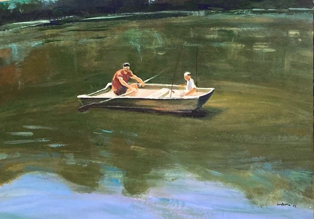 Reflection, acrylic on paper,  11 x 14 in.