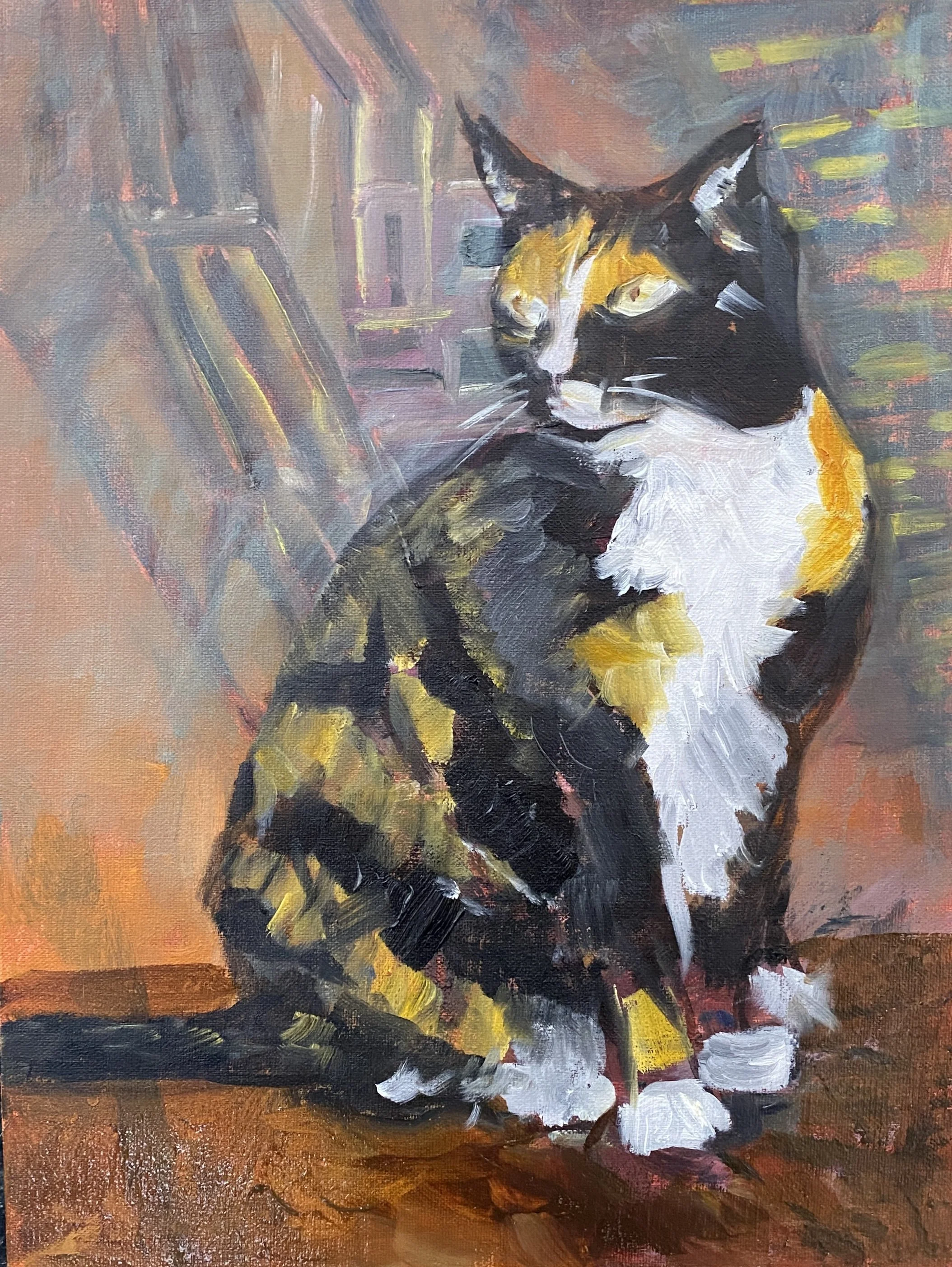Frankie the Cat, oil on panel, 9 x 12 in.
