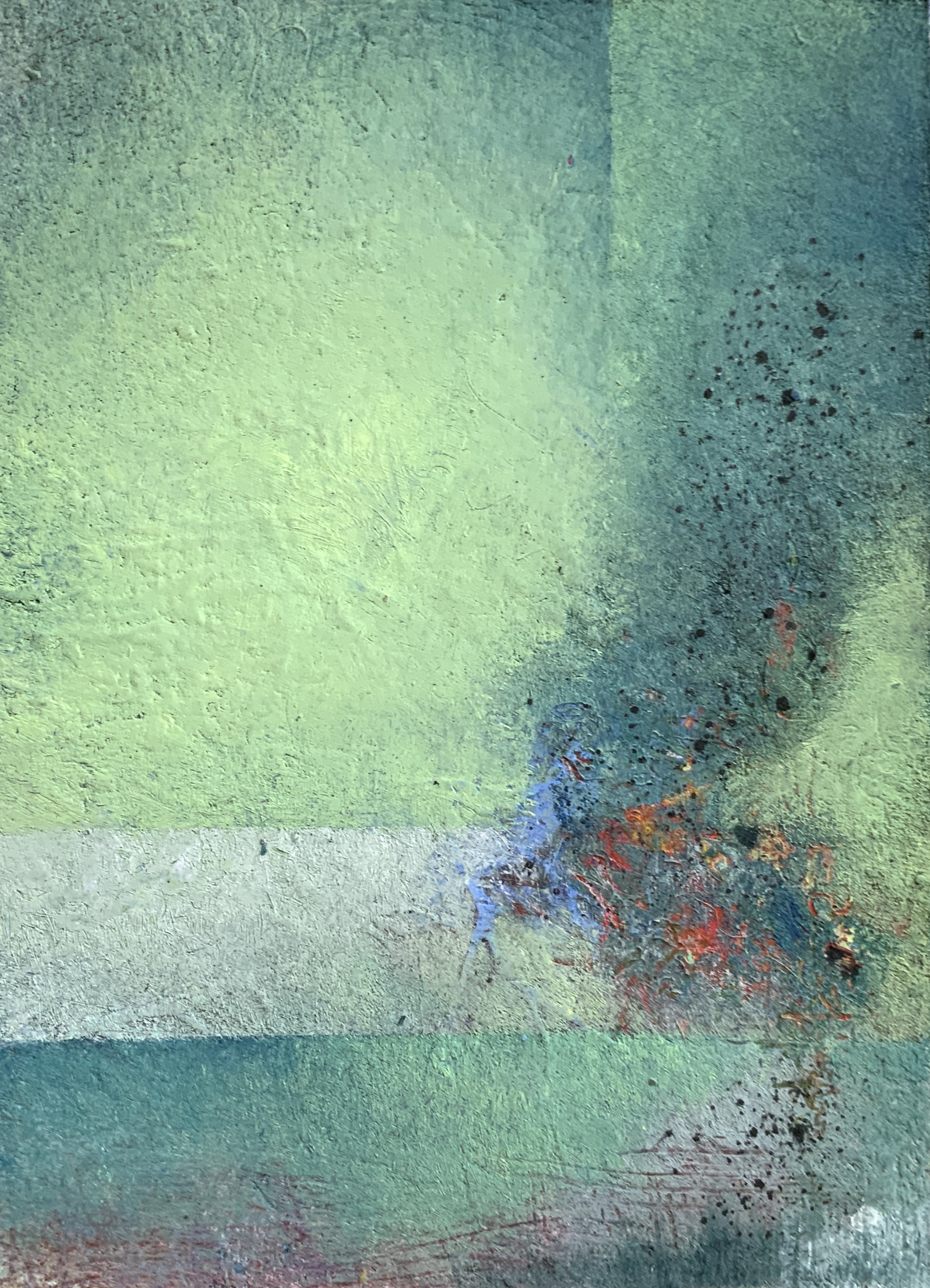 Montèe Vive, oil and cold wax, 5 x 7 in.