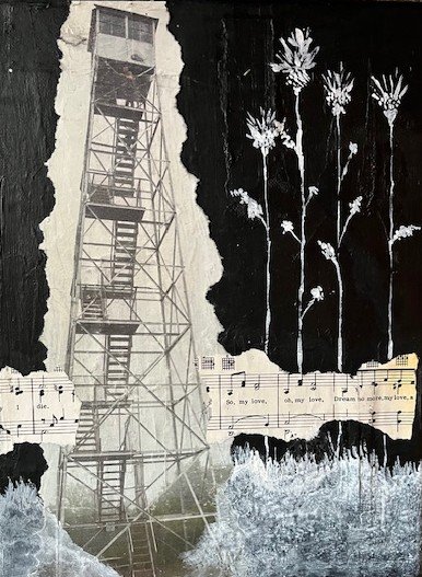 Fire Tower, Mixed Media, 9 x 12 in.