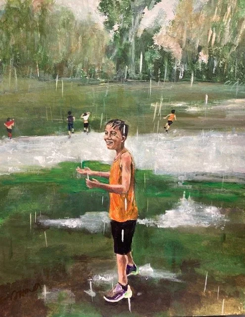 First Rain, acrylic on paper, 14 x 17 in.