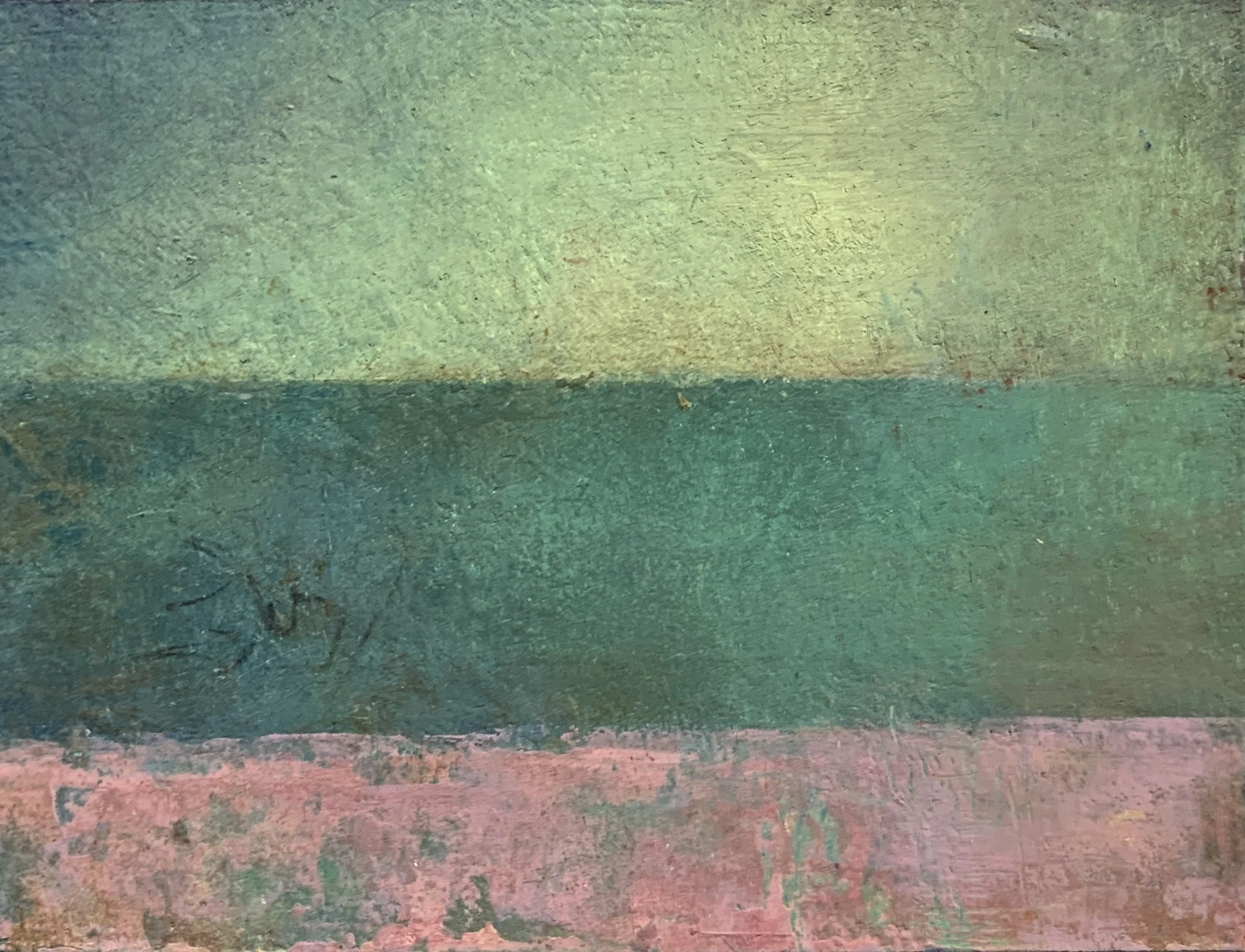 Trace Rose, oil and cold wax, 5 x 7 in.