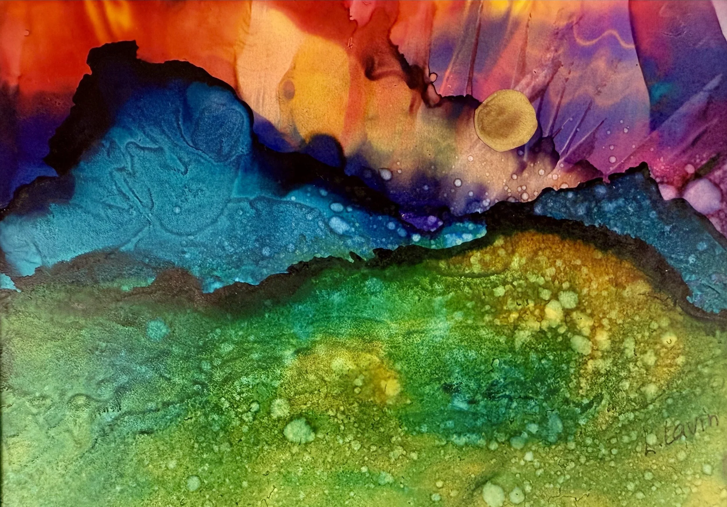 Sundance, alcohol ink on giclee canvas, 20 x 16 in.