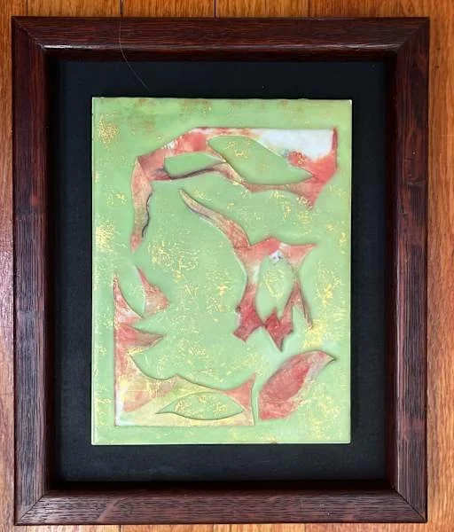 Dancers, mixed media encaustic, 12 x 9.5 in. framed