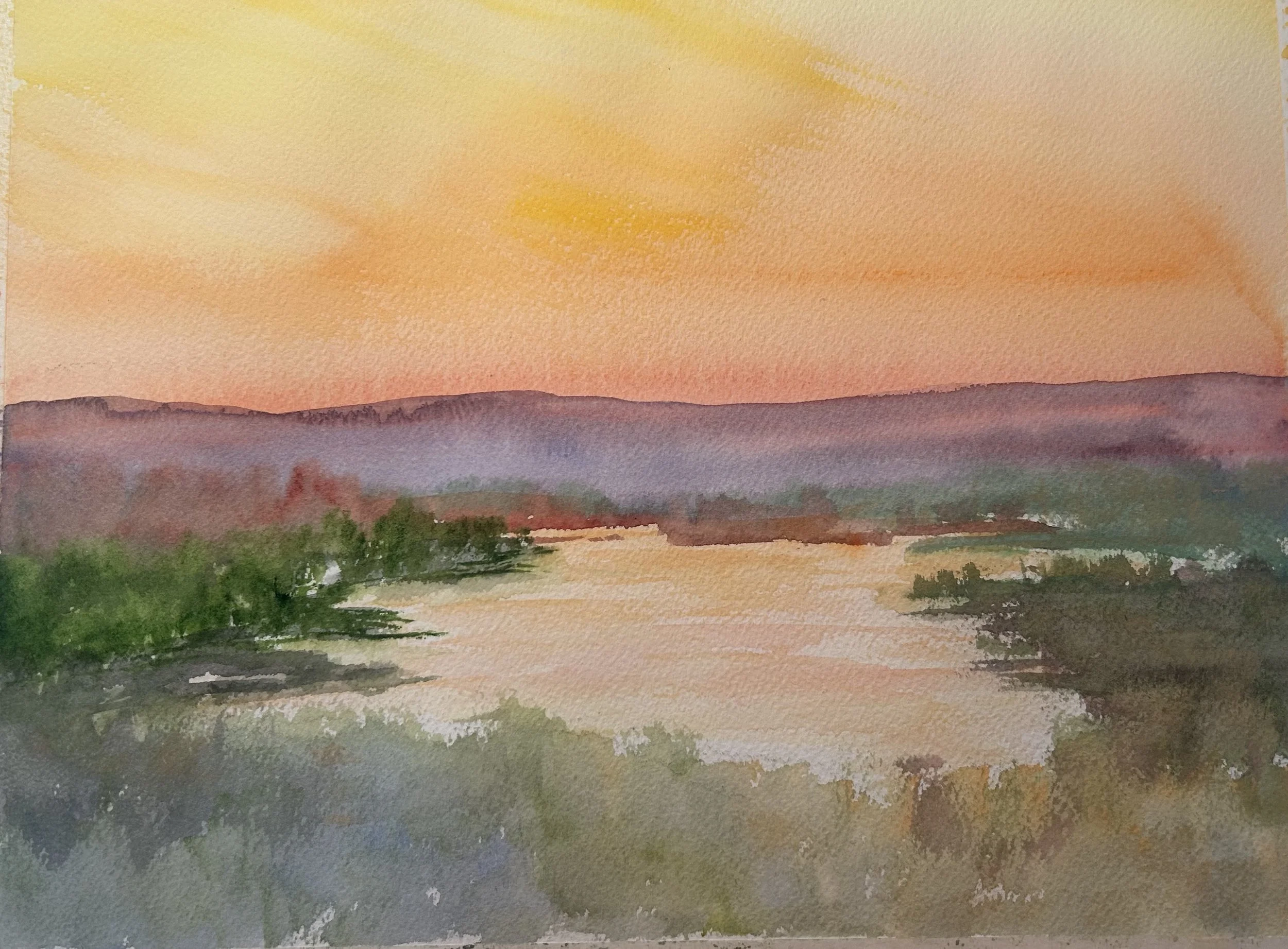 View from Olana, watercolor, 10 x 8 in. 