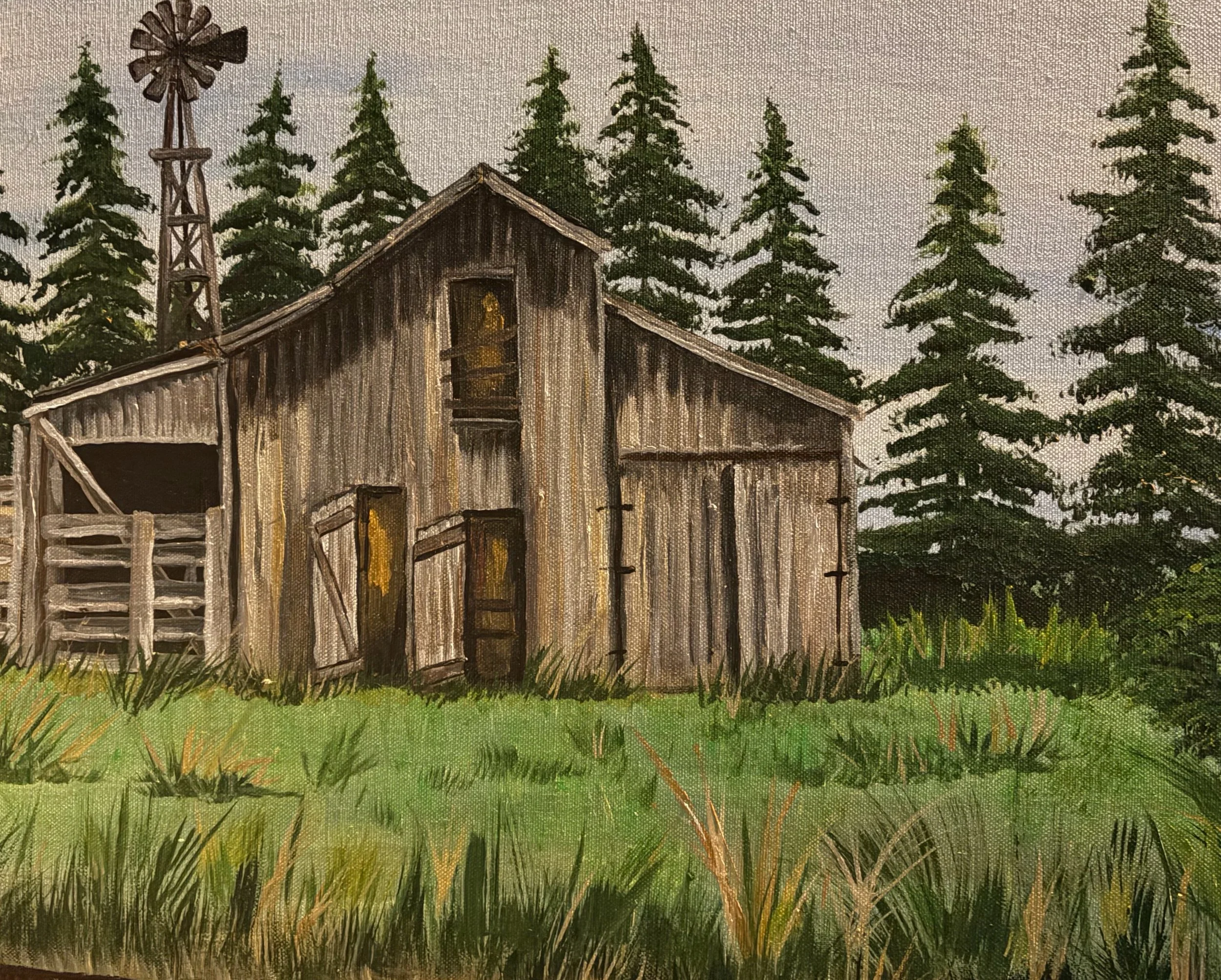 Old barn, acrylic, 18 x 16 in.