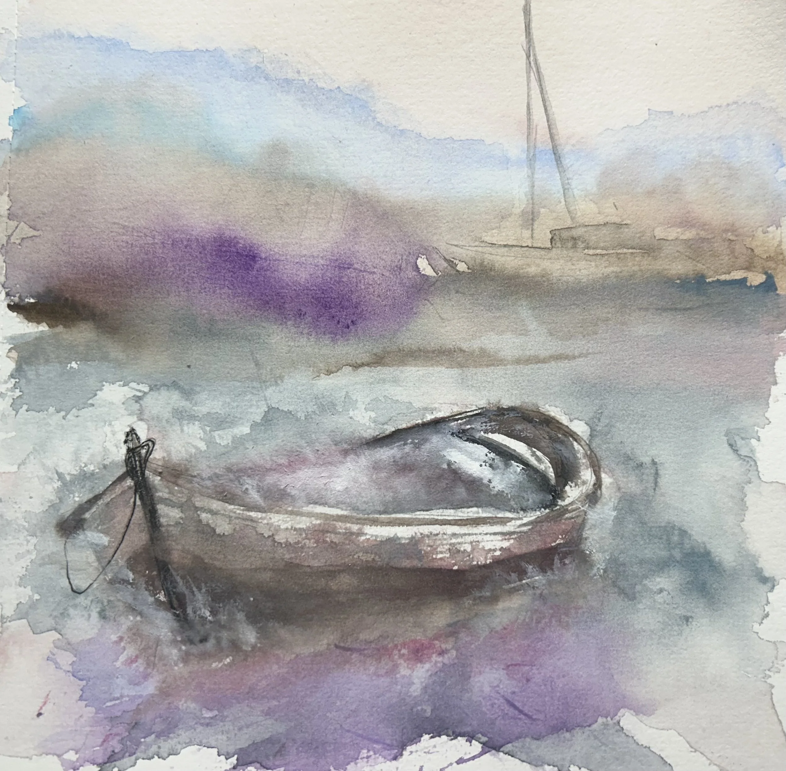 Stormy Morning, watercolor, 6.5 x 6.5 in.