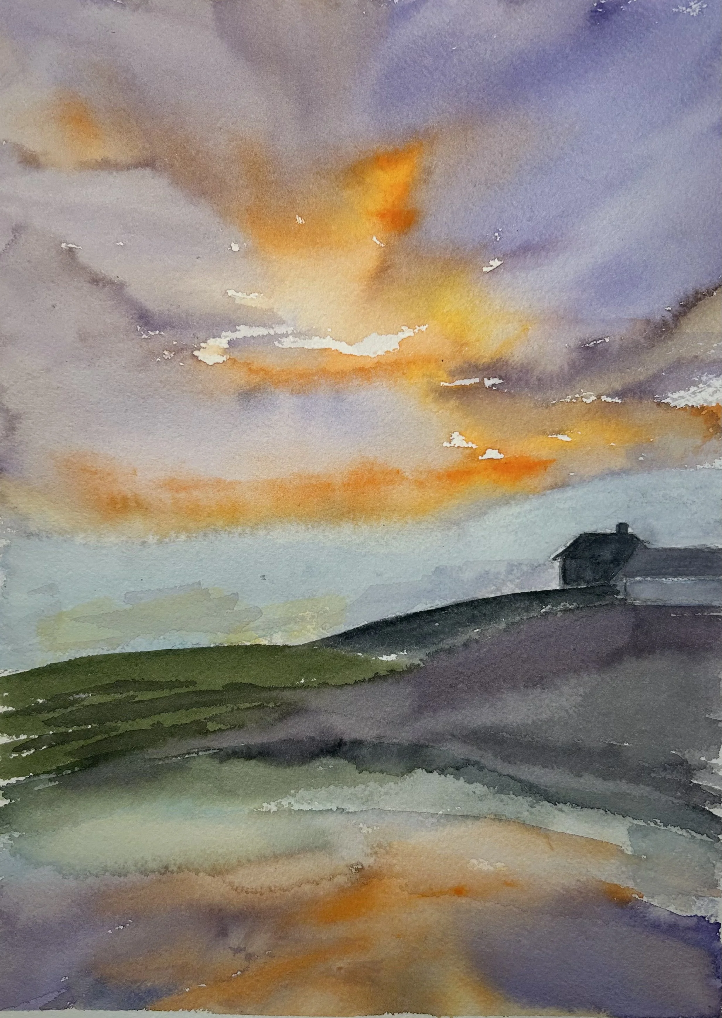 Breaking Day, watercolor, 9 x 12 in.