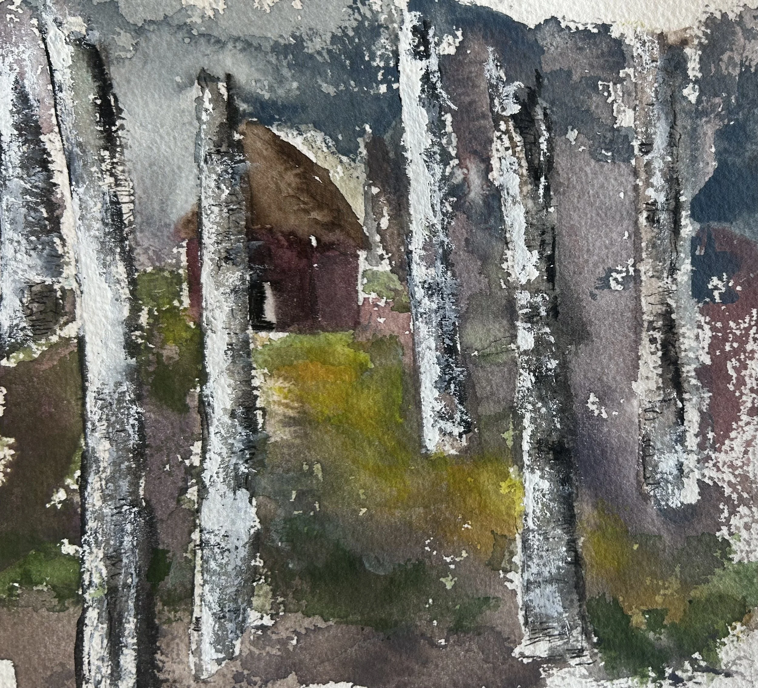 In the Woods, watercolor, 7 x 6 in.