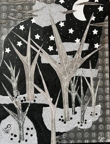 One Dark Night, Mixed Media, 11 x 14 in.