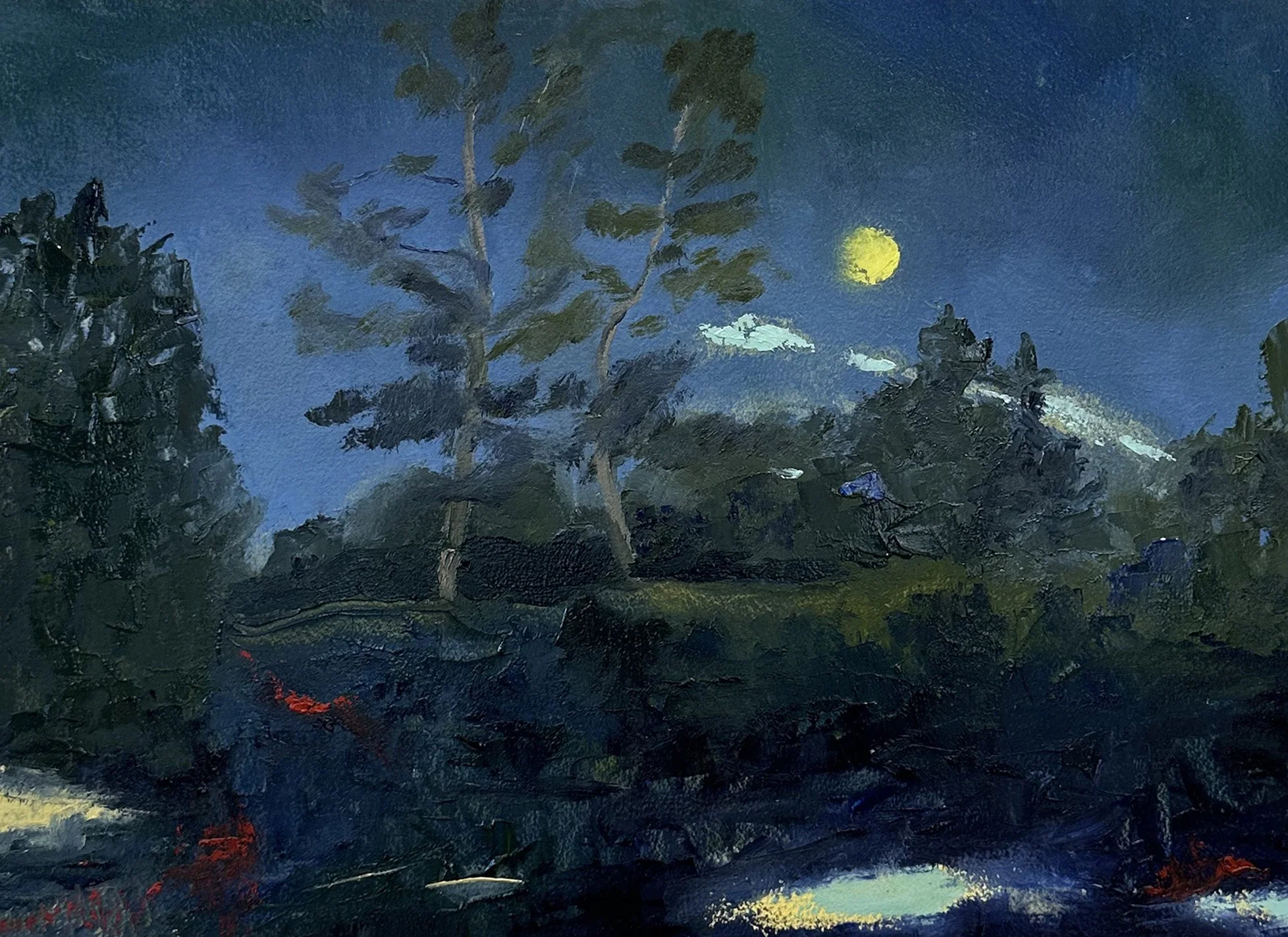 Full Moon, oil on paper, 15 x 11 in.