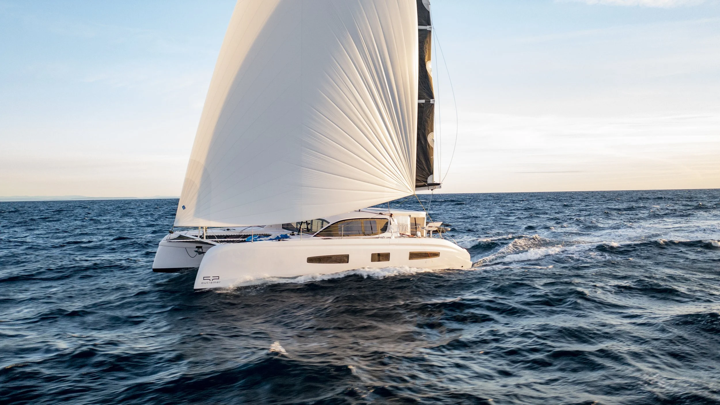 Performance Outremer catamaran sailing in the Bahamas