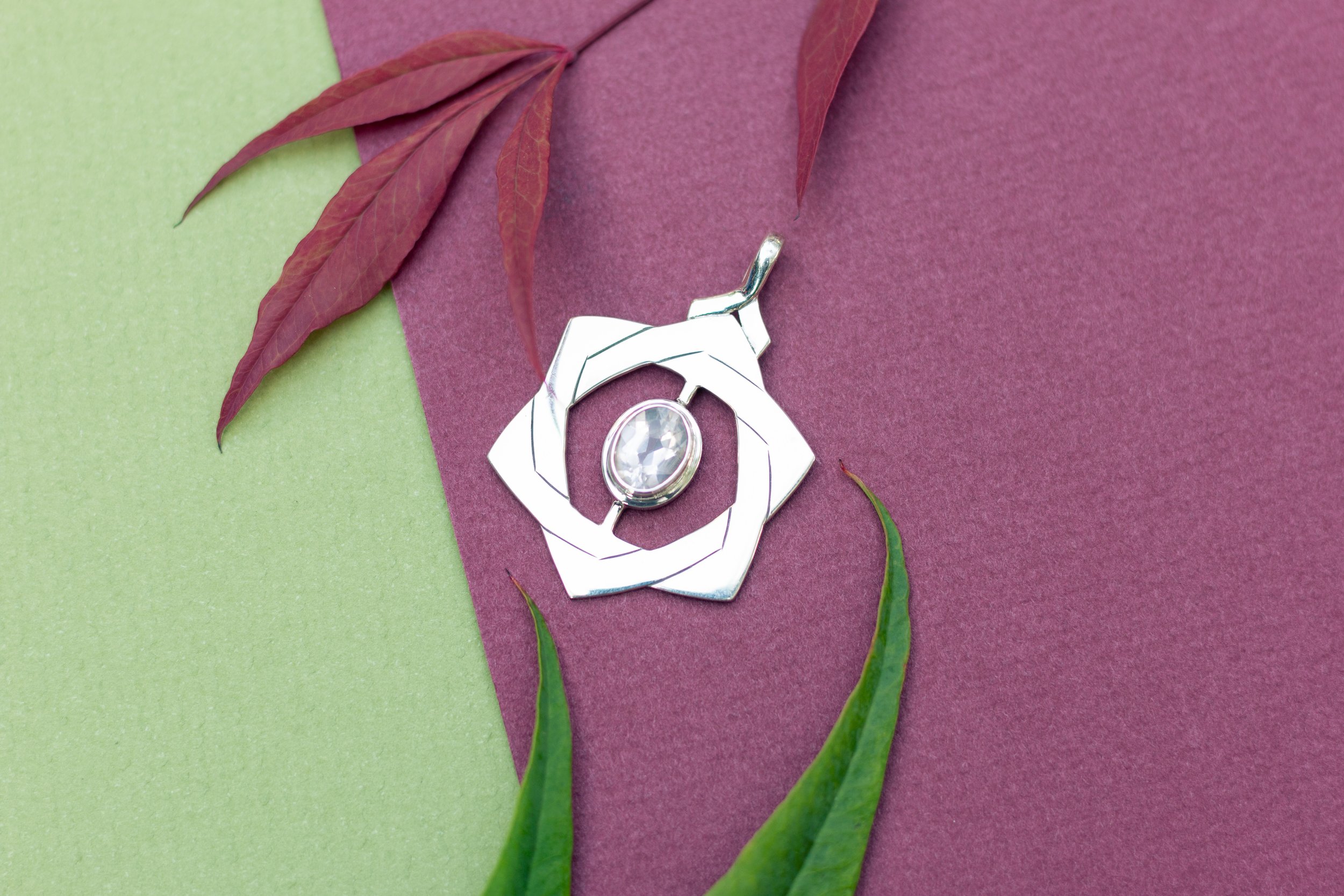 Rose Quartz Tetrahedron Pendant