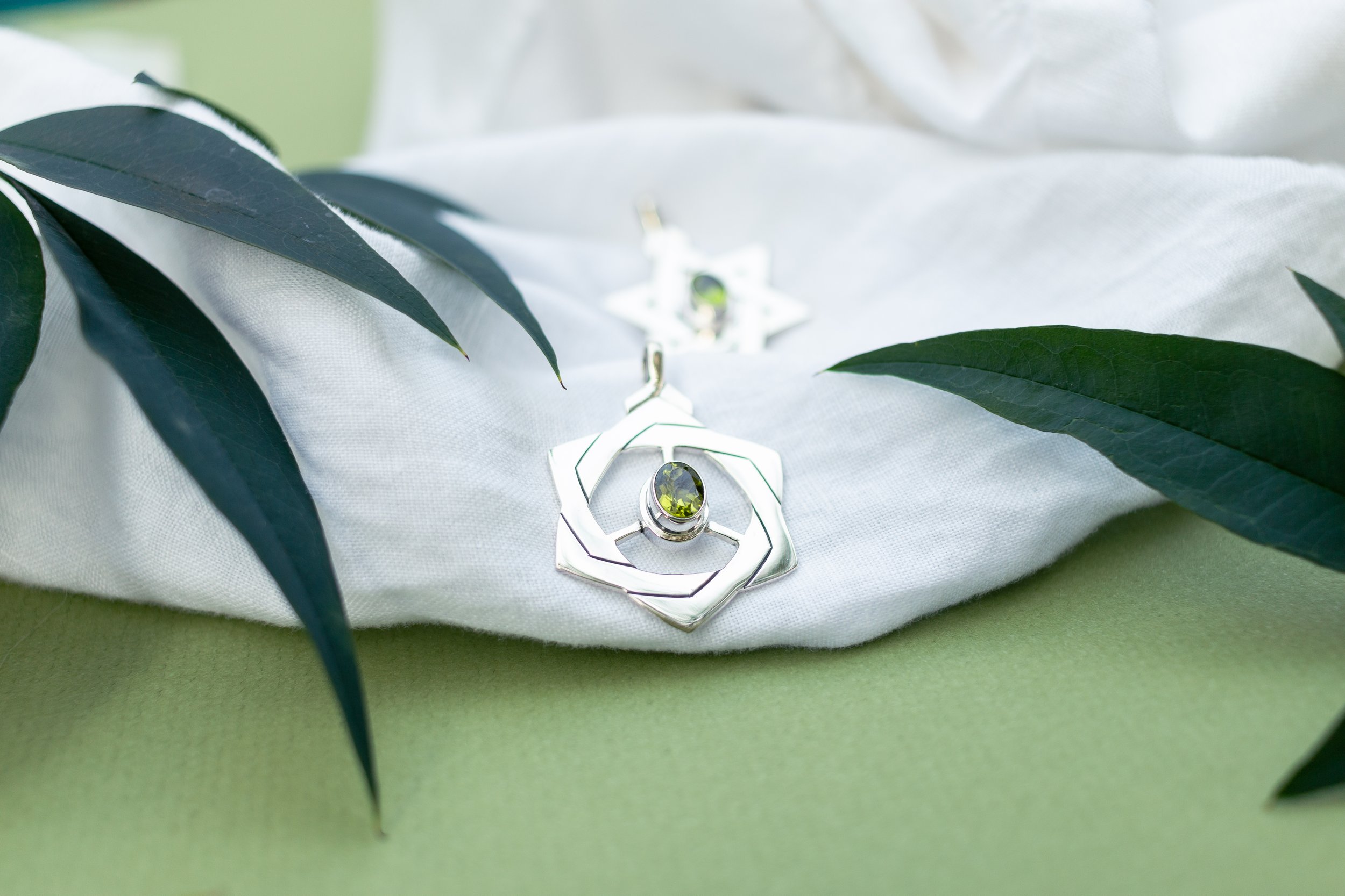 Peridot Tetrahedron Pendant