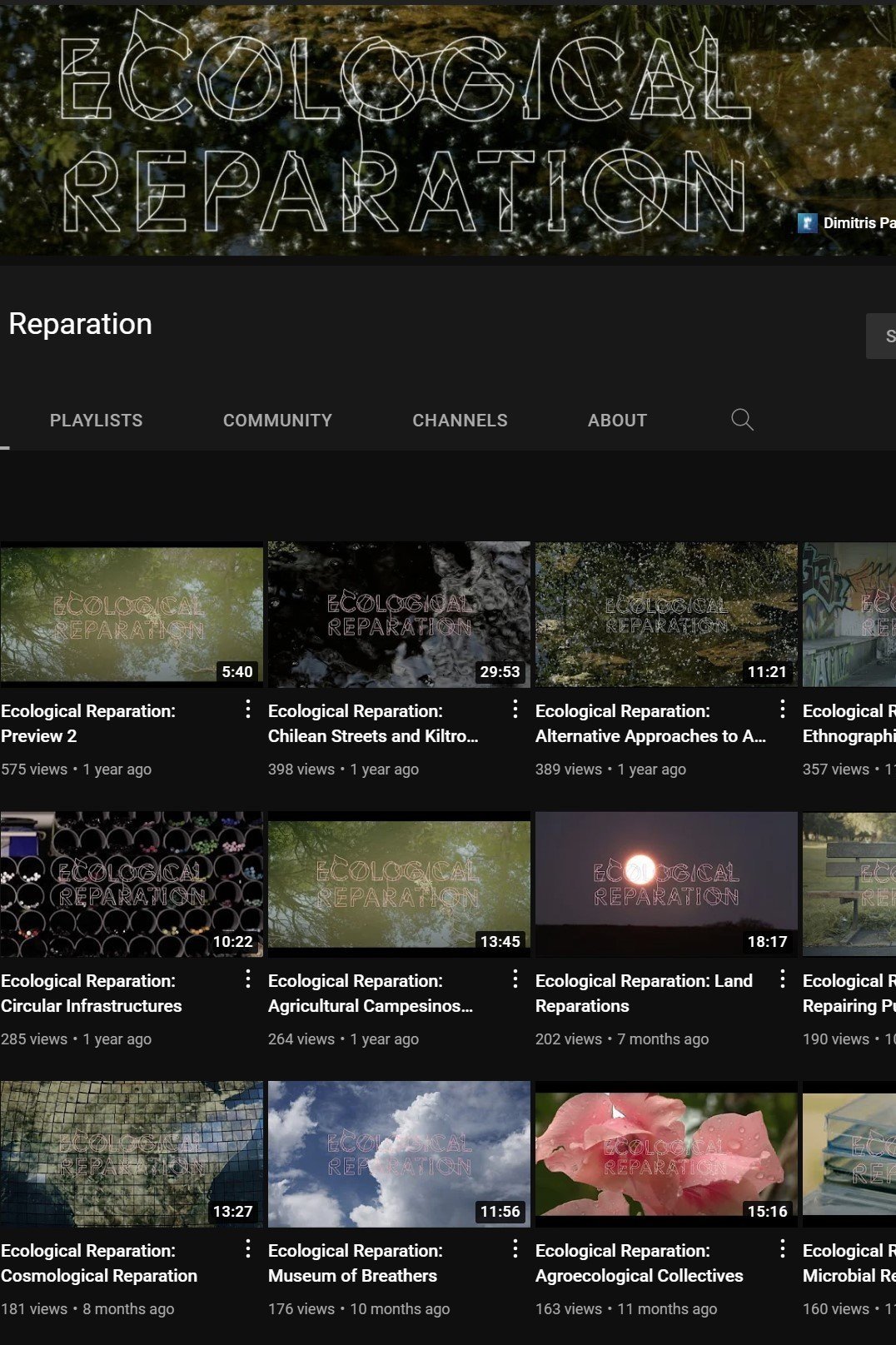 YouTube Channel Ecological Reparation