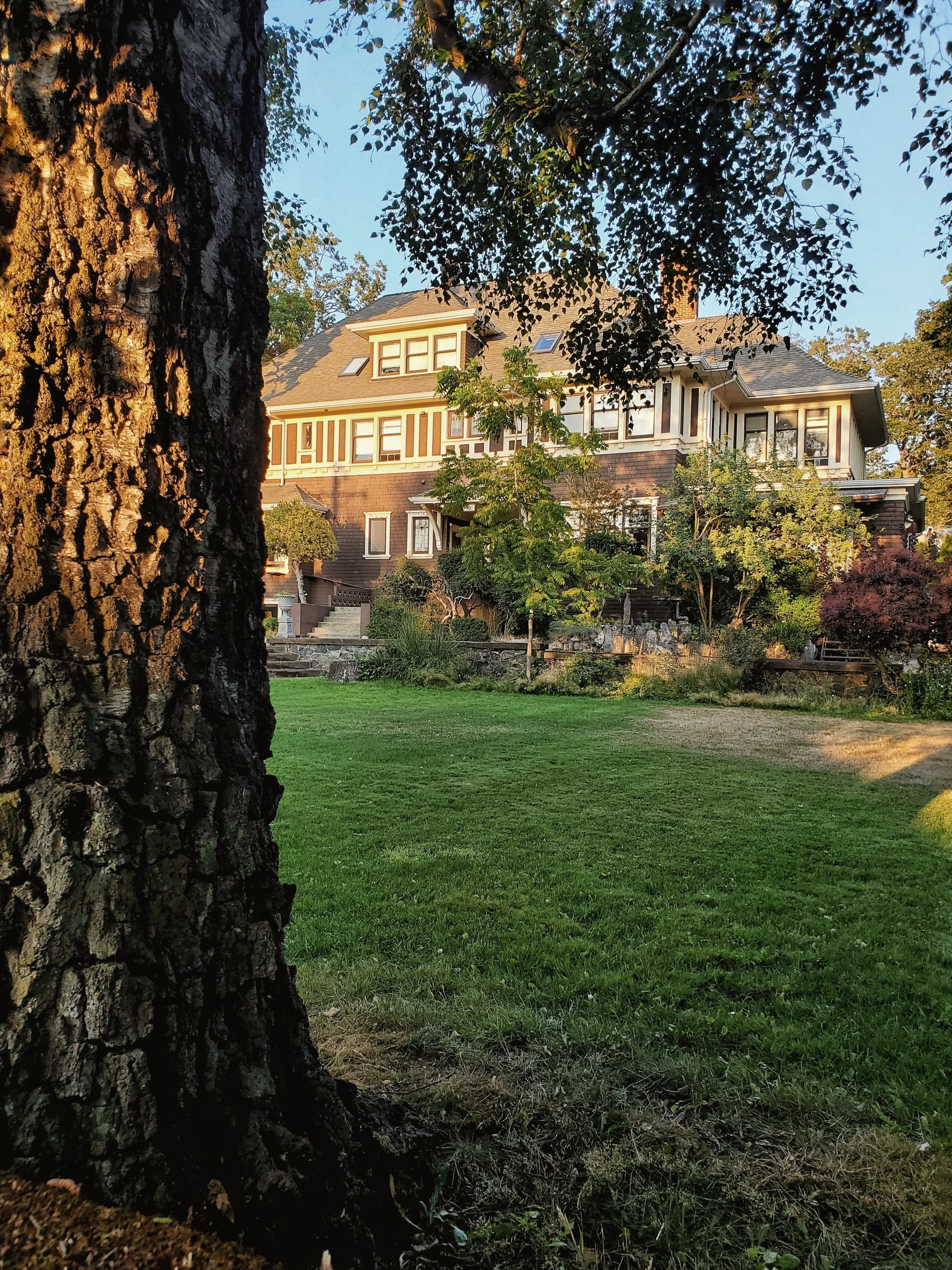 Clairden, a historic mansion surrounded by a garden and Garry oak ecosystem on Lək̓ʷəŋən territory.