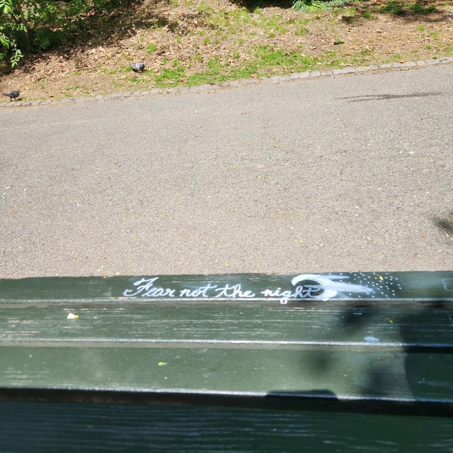 ...park bench graffiti...