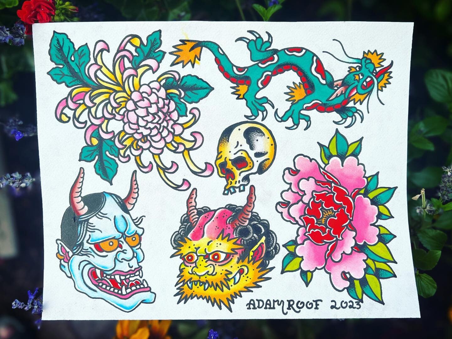 Here&rsquo;s one of the new flash sheets I&rsquo;ve been working on for the @inkmaniaexpo in downtown St. Pete at The Coliseum. Super stoked and I can&rsquo;t wait to see your smiling faces.

================================

 #traditionaltattoo  #am