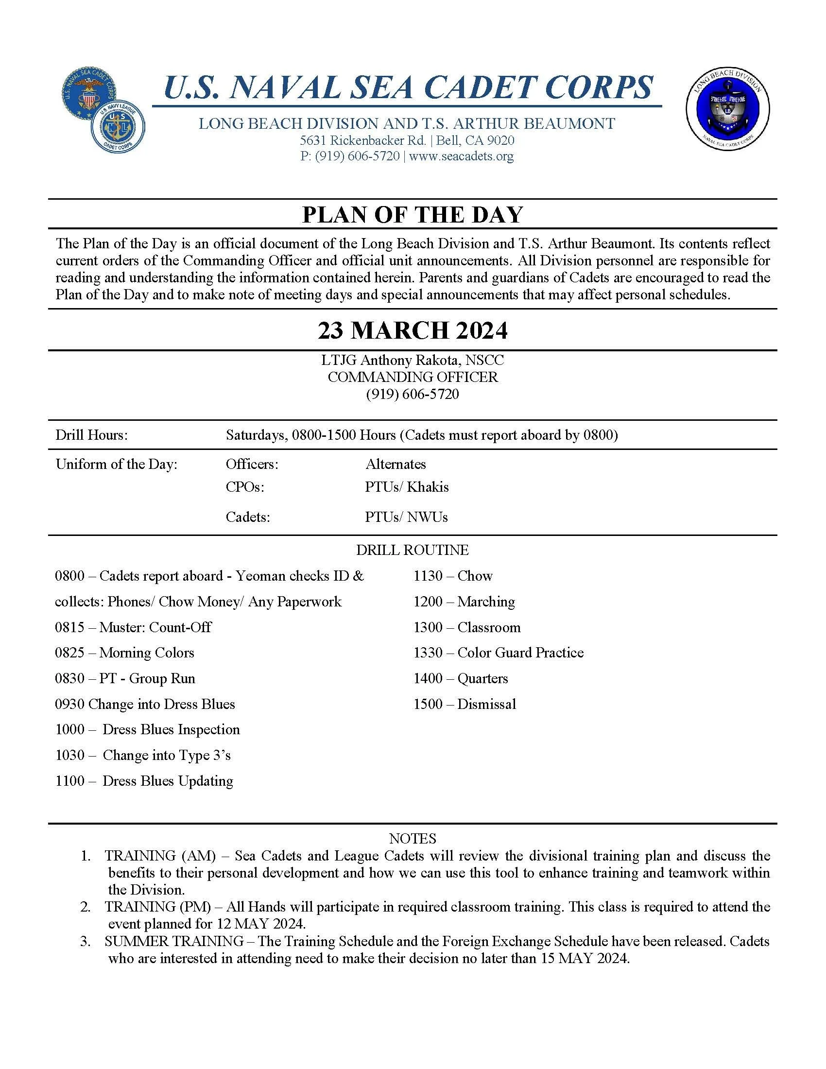 UNIT DRILL - NOSC