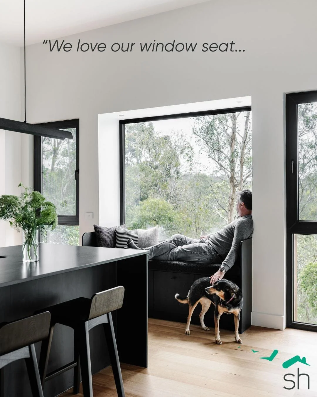 A quiet corner made for slowing down. ⁠
⁠
This window seat has become a daily ritual; morning warmth, evening calm, and a front-row view into the surrounding treetops. It&rsquo;s a space that feels grounded in its setting, designed to belong exactly 