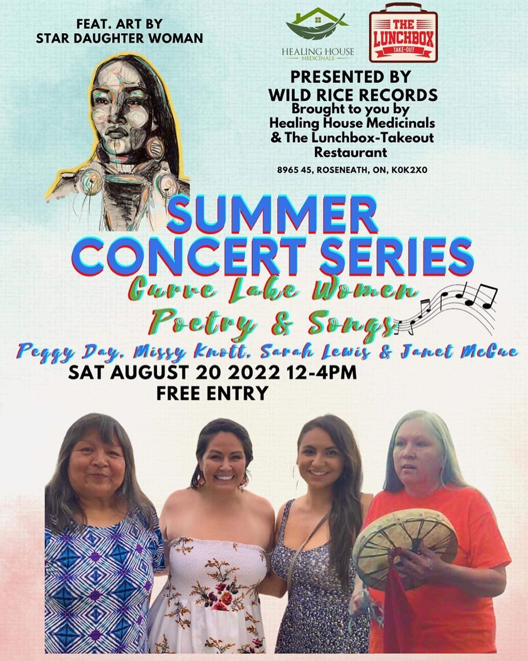 I&rsquo;m so lucky to be able to perform alongside such powerful Kwe&rsquo;s from our community&hearts;️. Curve Lake women rock. It&rsquo;s going to be a good one! I can&rsquo;t wait☺️ @wildricerecordsdotcom @healinghousemedicinals_