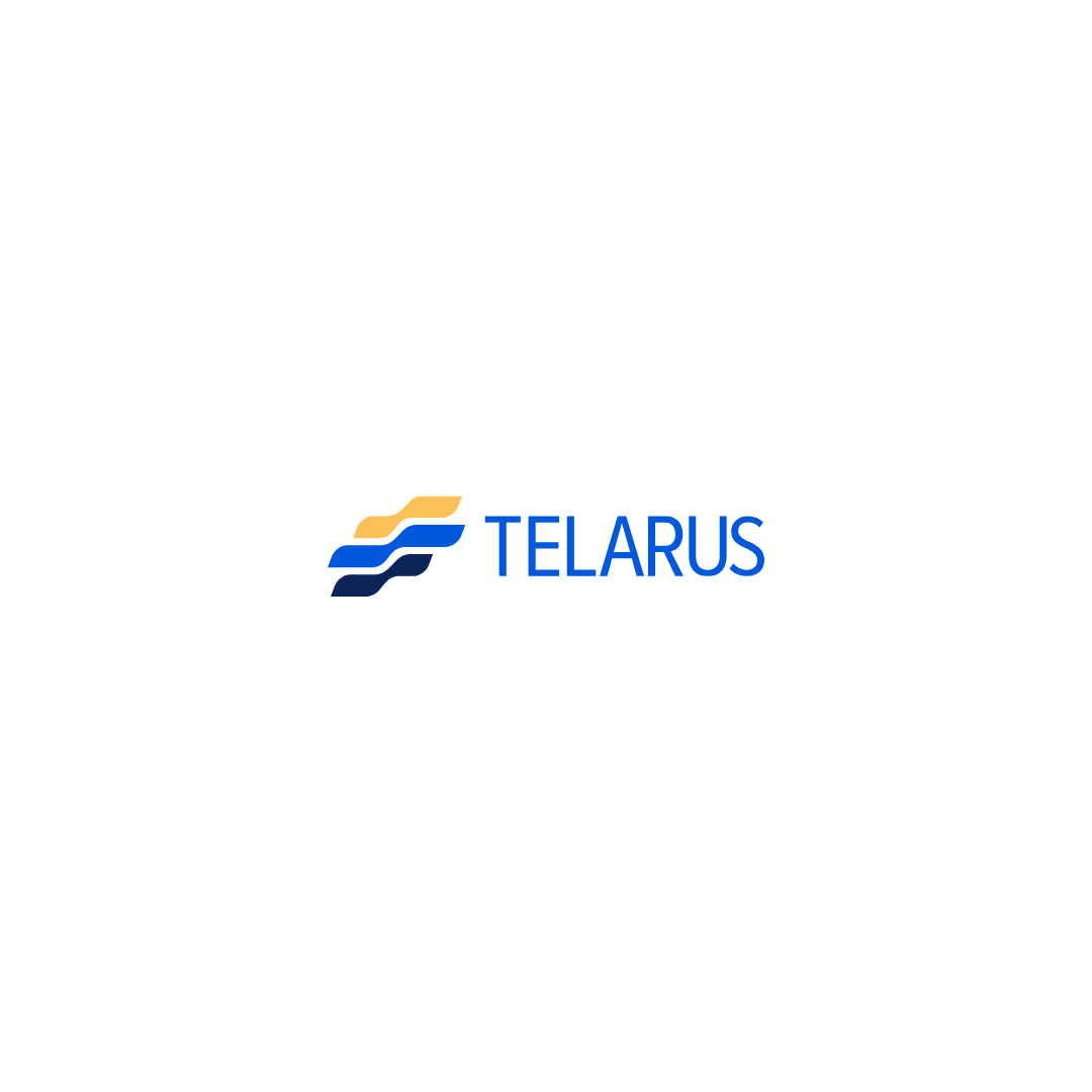 The logo of Telarus, a telecommunications technology solutions broker, featuring a stylized graphic with three wavy lines in gold and shades of blue next to the company name in blue text on a black background.
