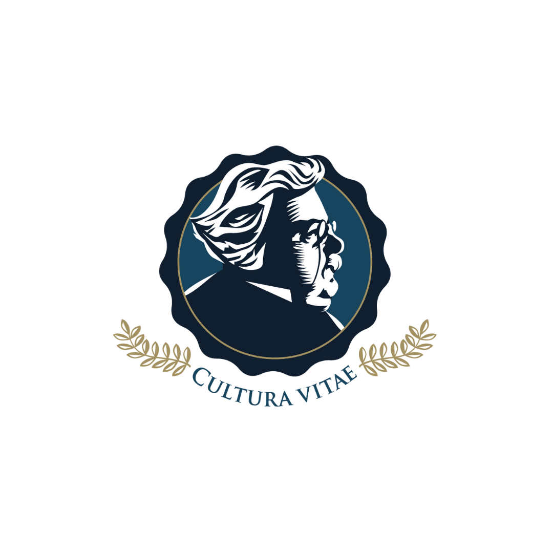 A circular logo featuring a stylized profile of a man's face with glasses and wavy hair, with laurel branches on either side and the word 'CULTURE' at the bottom.