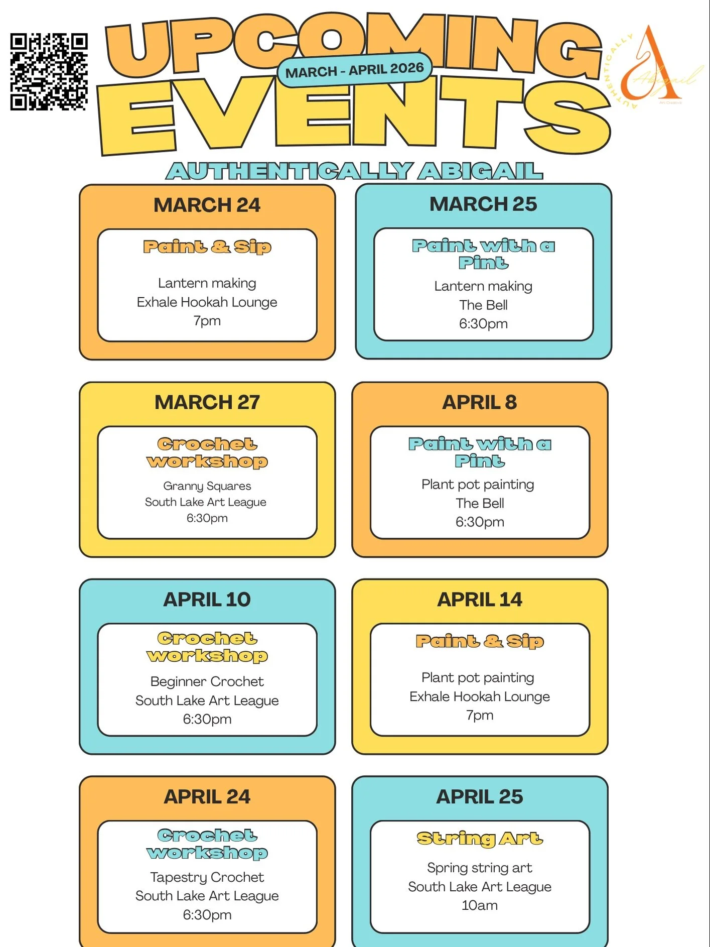 Come Create With Me This Spring!🧑🏼&zwj;🎨

I&rsquo;ve put together a full lineup of creative nights and hands on workshops for March and April, and I&rsquo;d love for you to join me. These classes are designed so anyone can come create, even if you