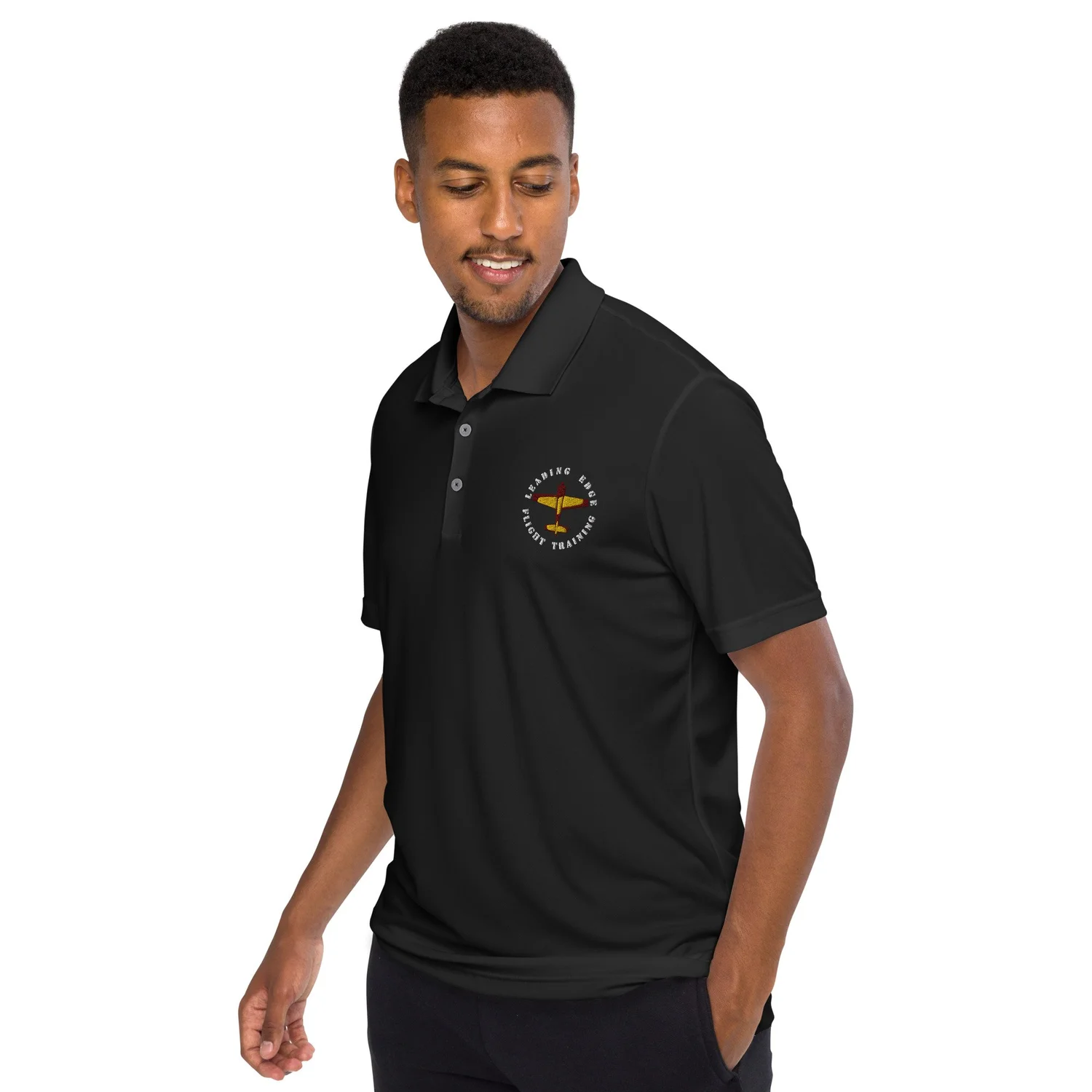 black performance polo