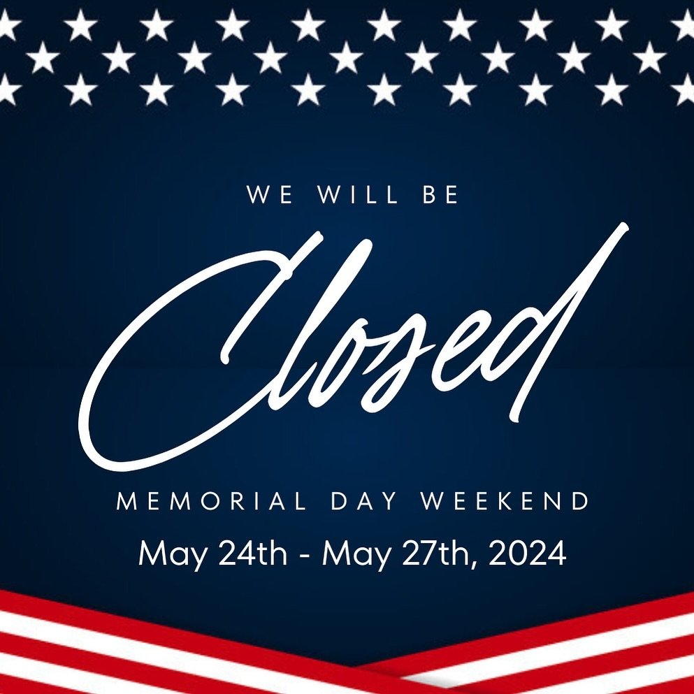 📢 We will be closed Memorial Day weekend 📢

🗓️: Schedule changes are reflected in Jane App.