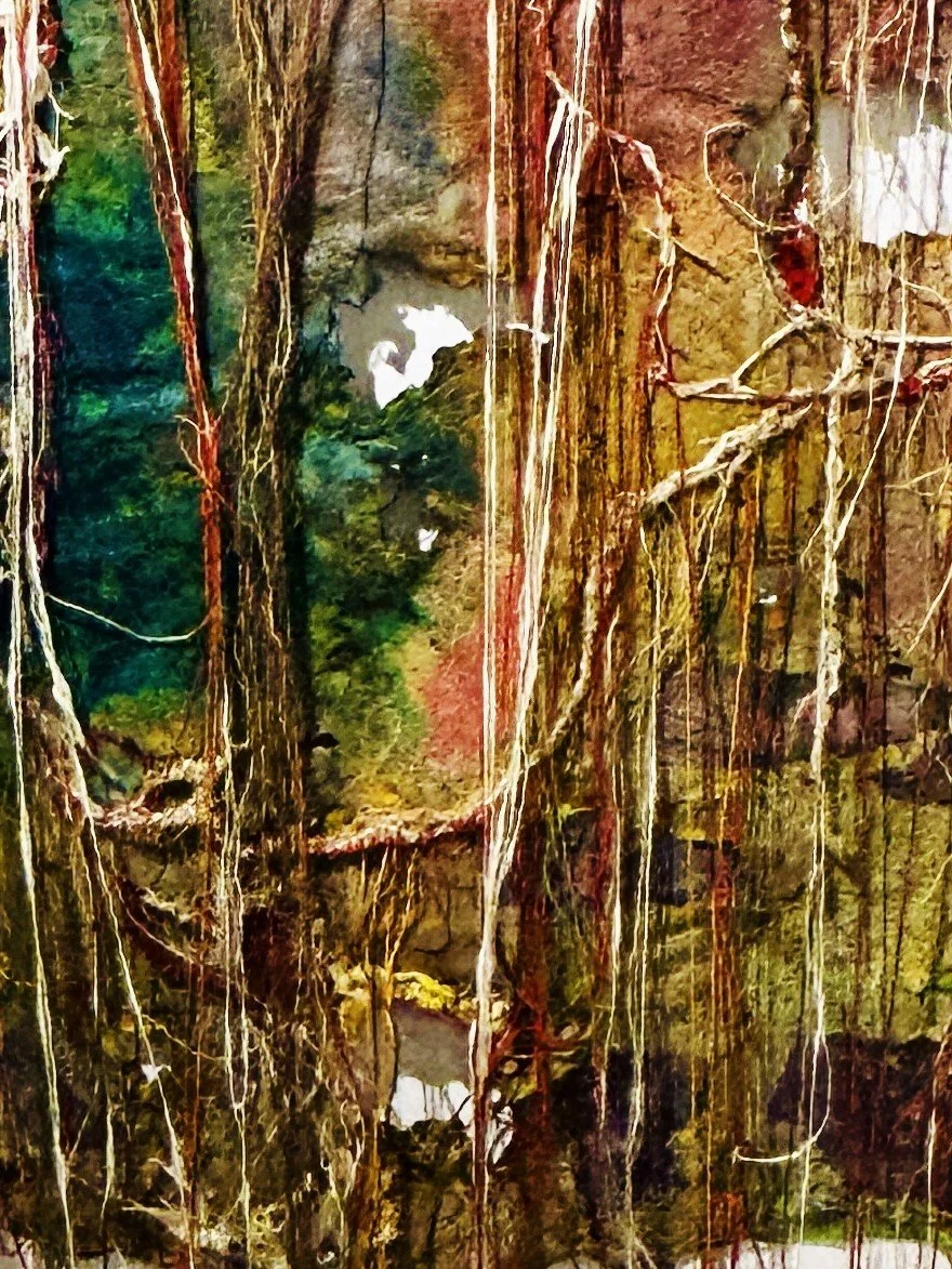 ALBATROSS, 2024. Mulberry paper, thread and dye, 55cm X 100cm