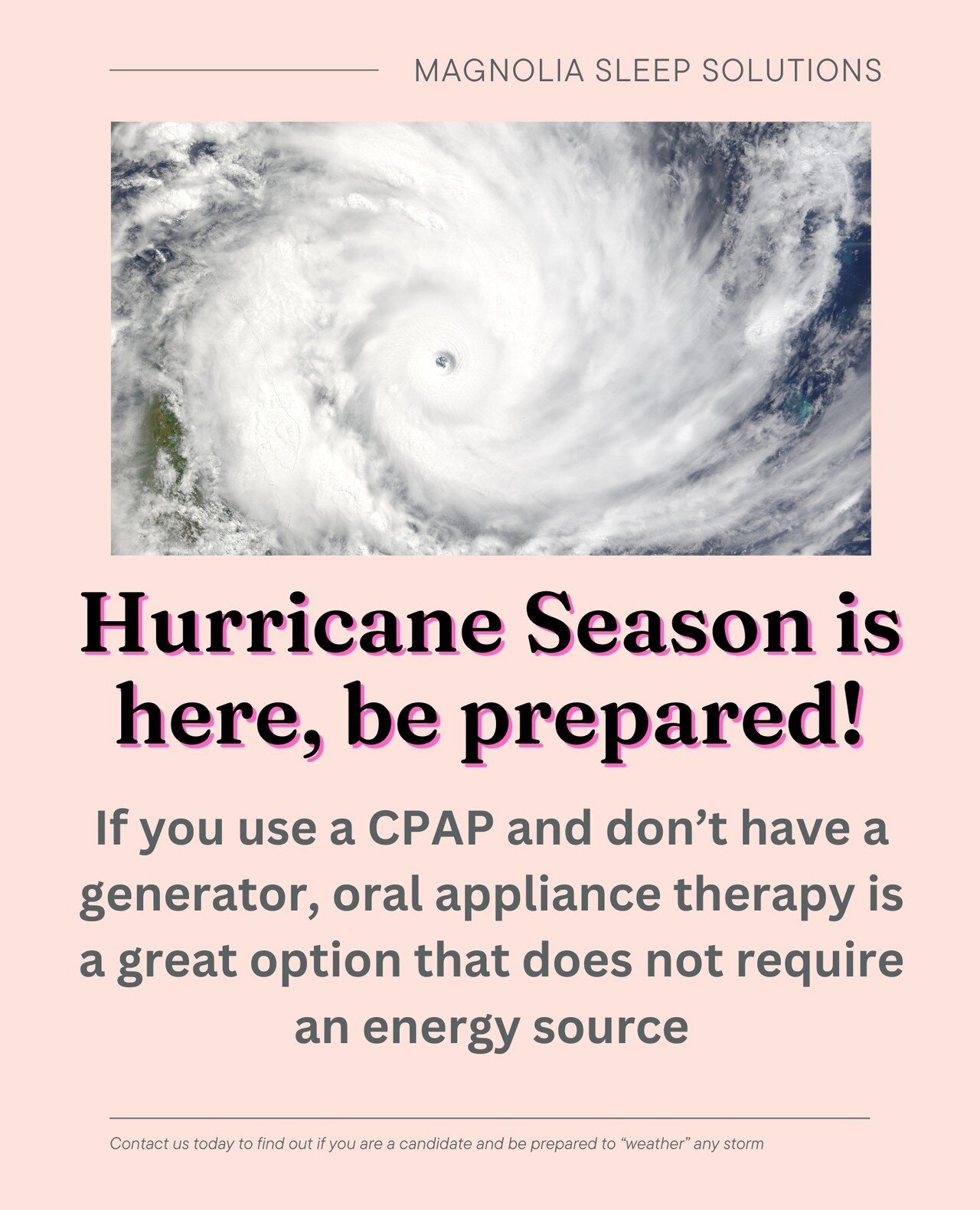 Are you prepared if you lost energy to your home while wearing your CPAP machine? CPAP machines require an energy source! ⁠
Contact our office today to see if an oral appliance would be a good alternative for you, and be prepared to weather any storm