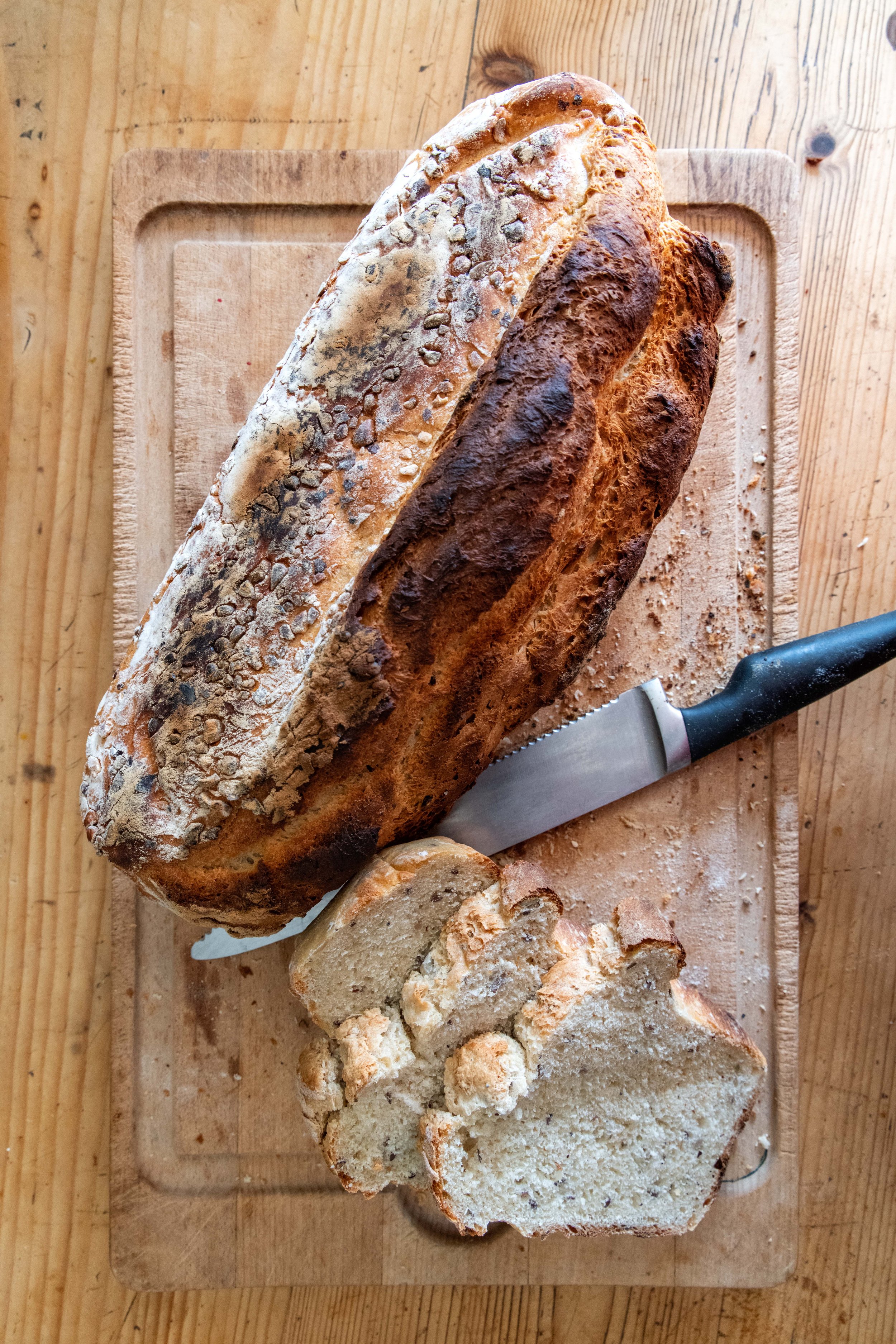 tasty french bread on a table