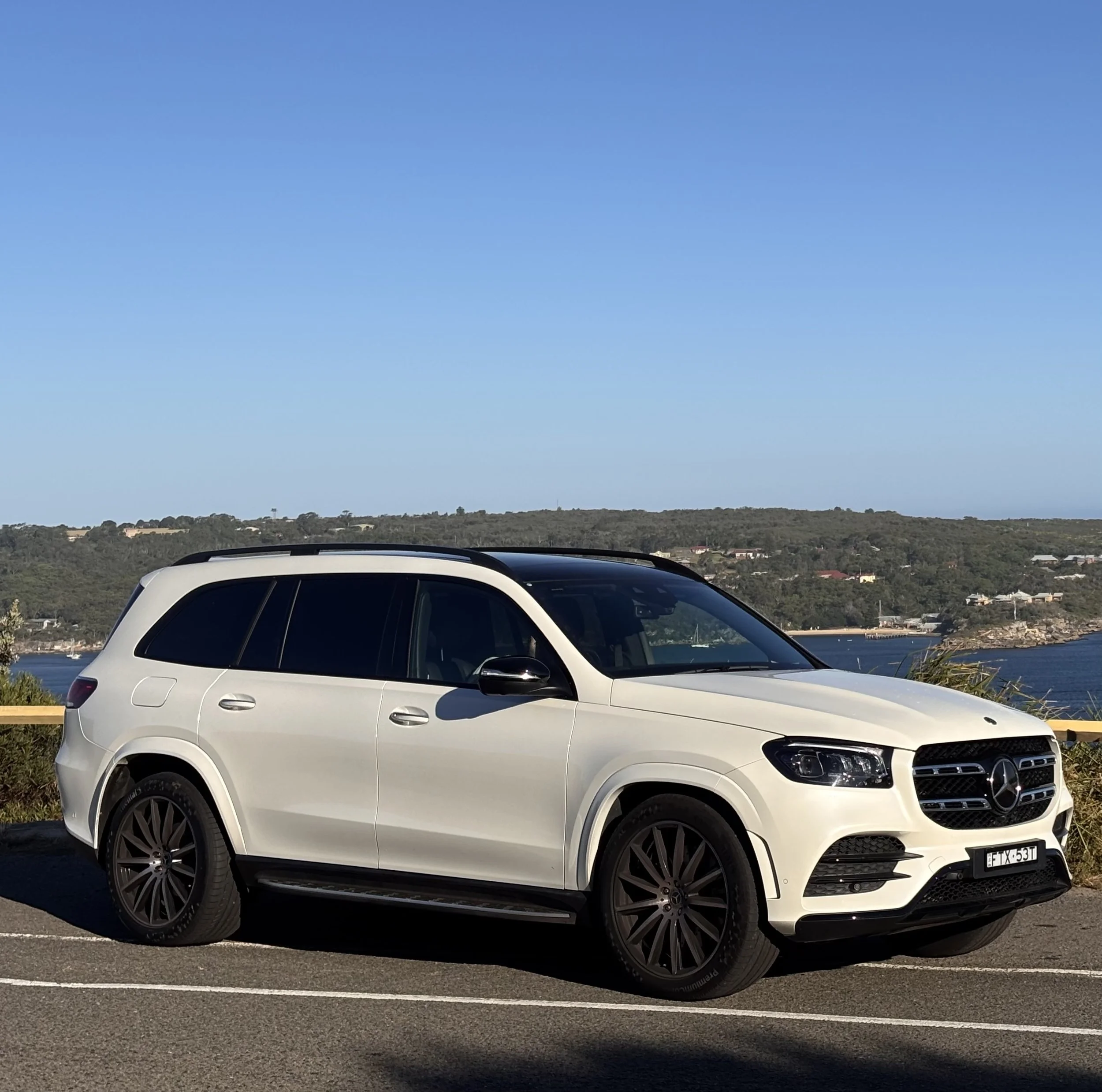 Mercedes GLS 400 d luxury SUV exterior scenic Sydney harbour view private tours