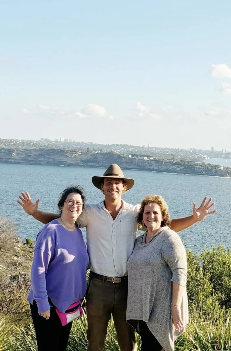 Sam and two guests at North Head Lookout