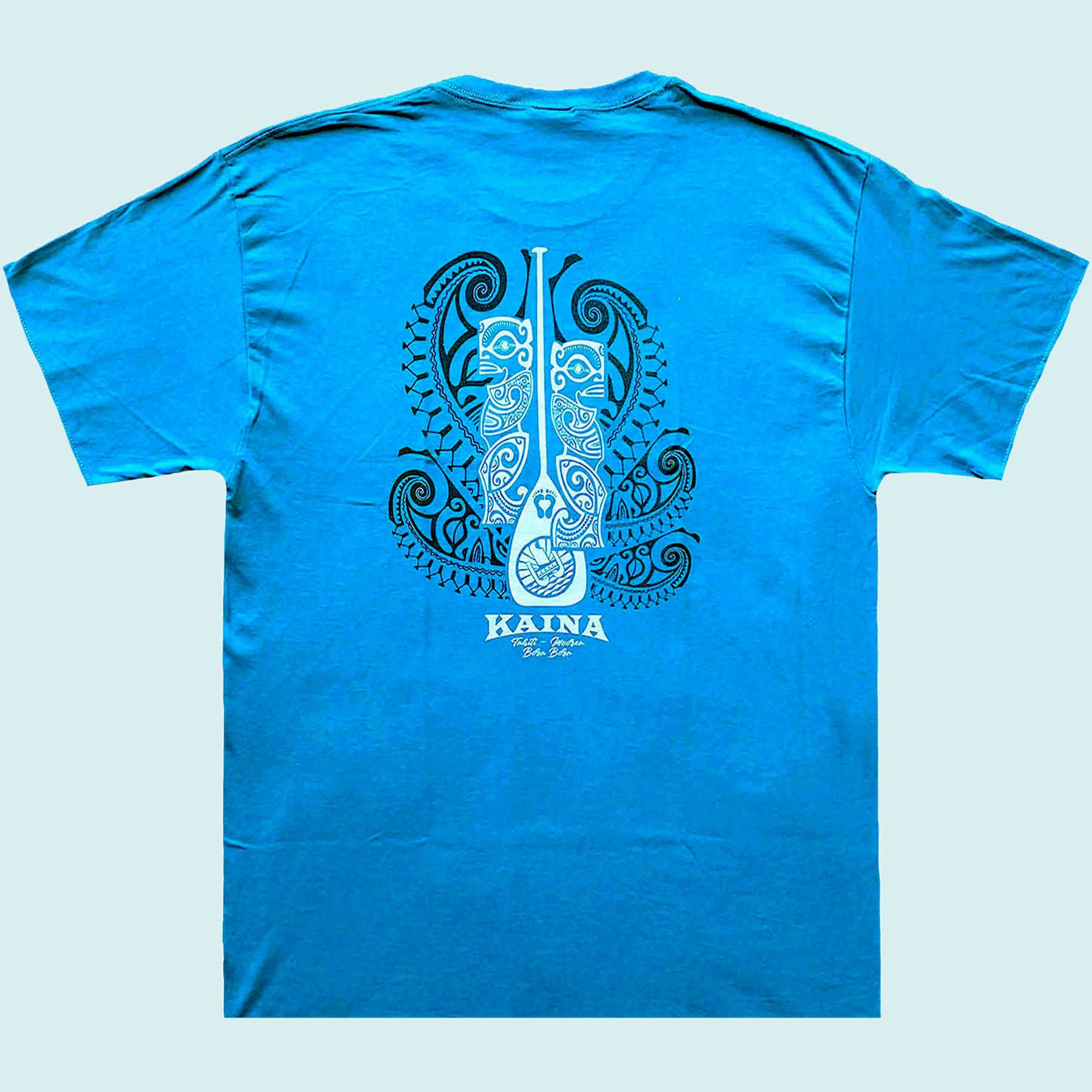 Tee shirt turquoise tiki et rame || TMC071