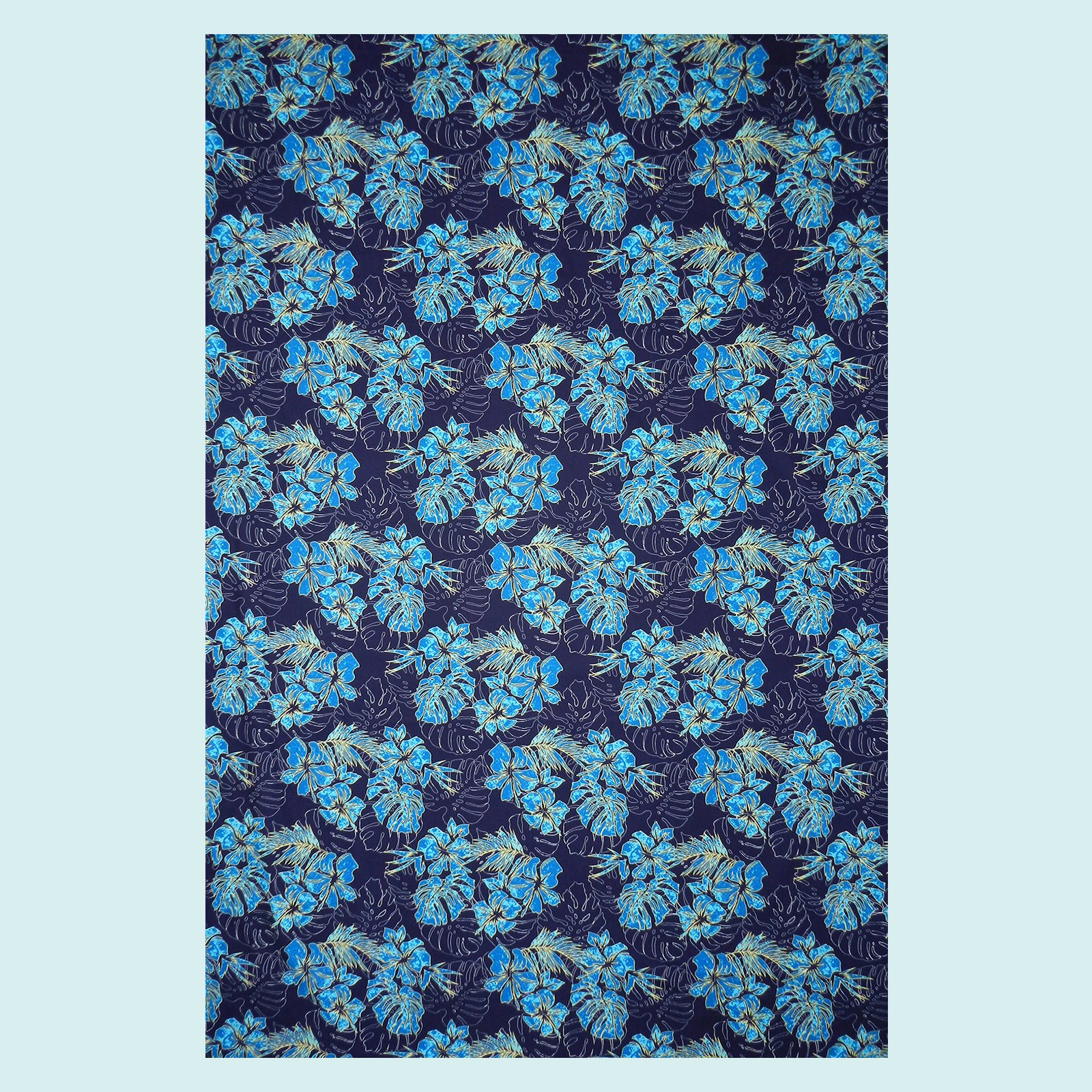 Tissu marine hibiscus stylisé || TIC068