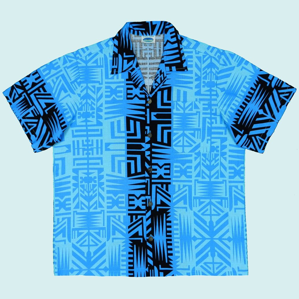Chemise Homme IKE BEHAR New York - Motif Géométrique Noir/bleu, Taille M - Occasion Très Bon état