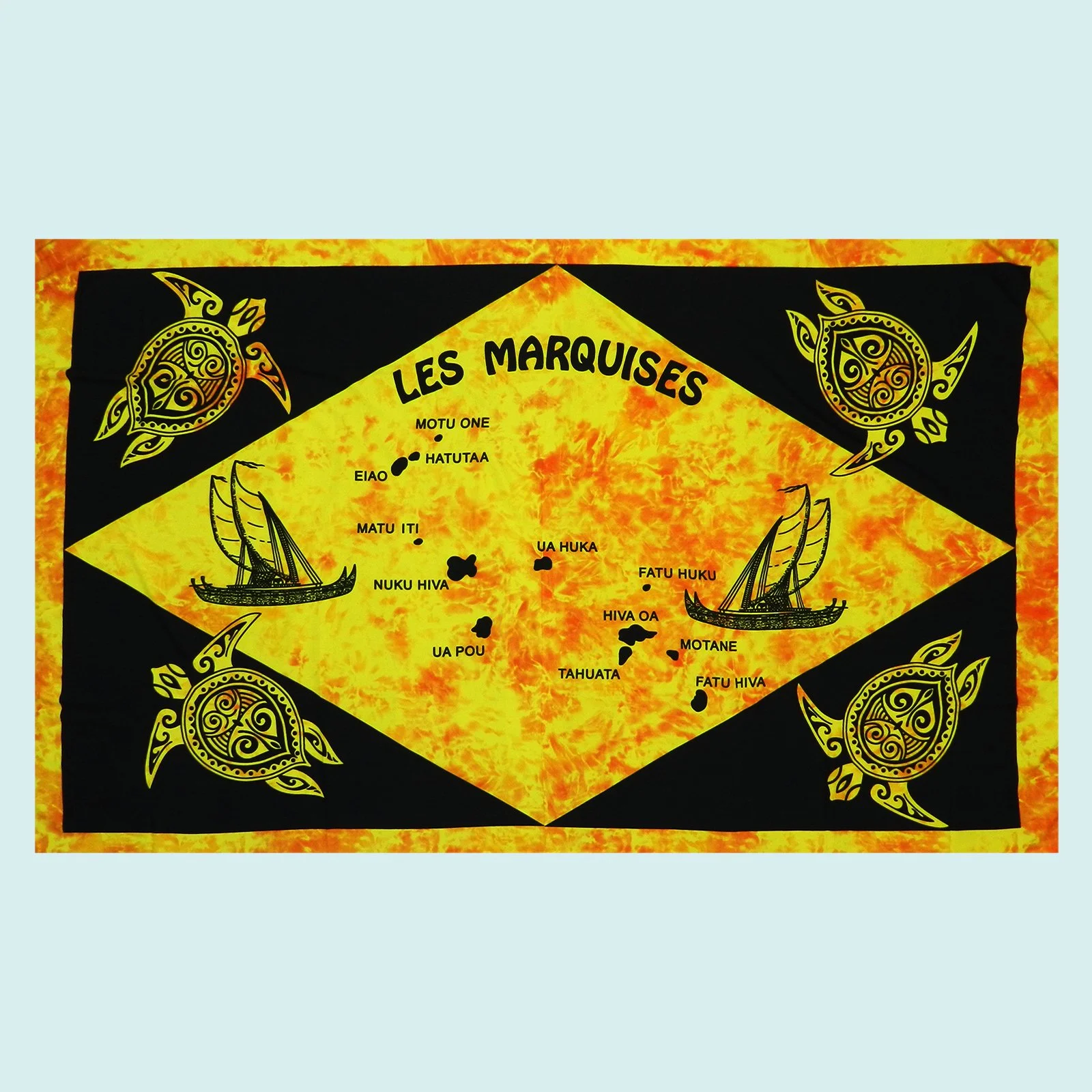 Paréo orange tortue et les marquises || PAV039