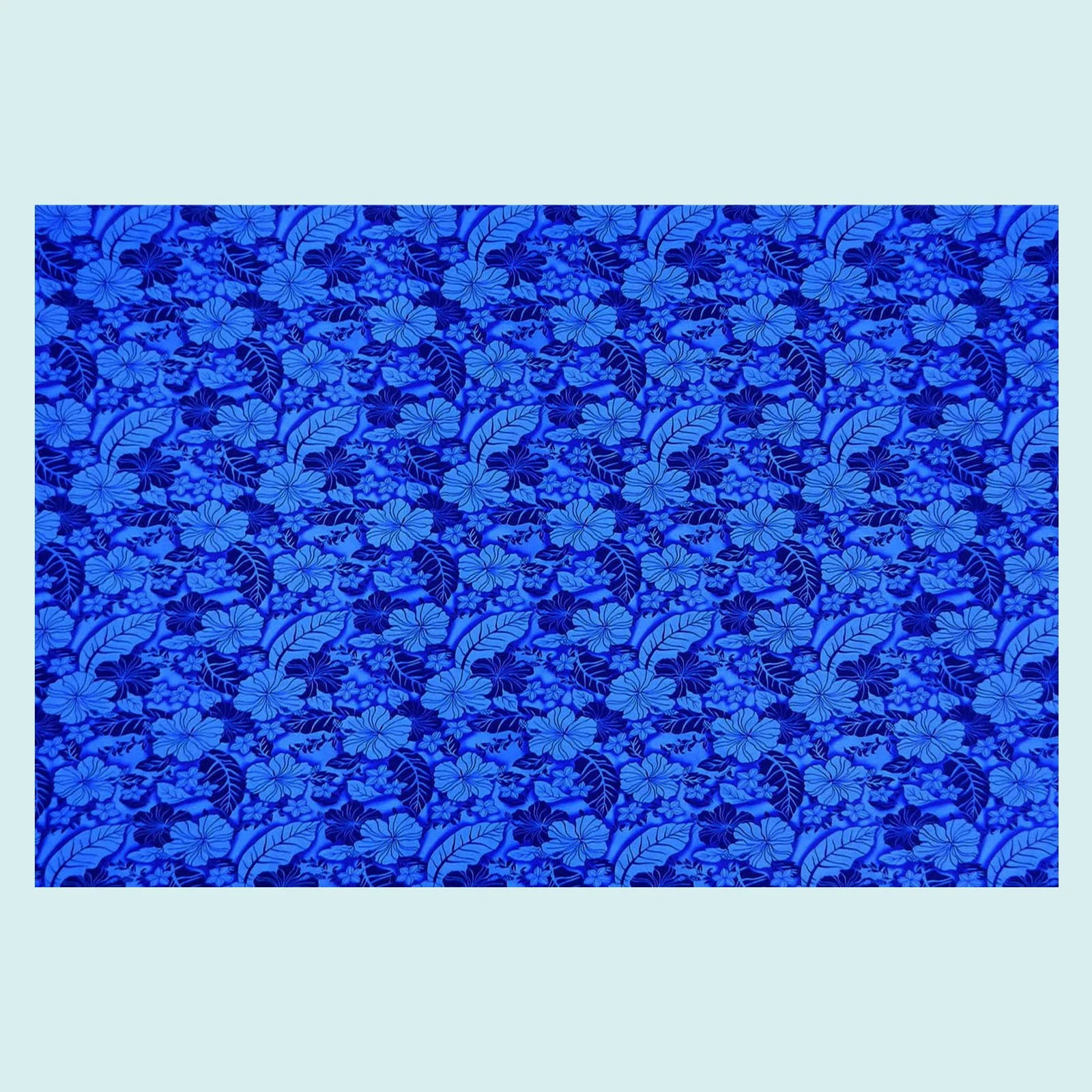 Paréo bleu roi hibiscus et feuillages || PAC093