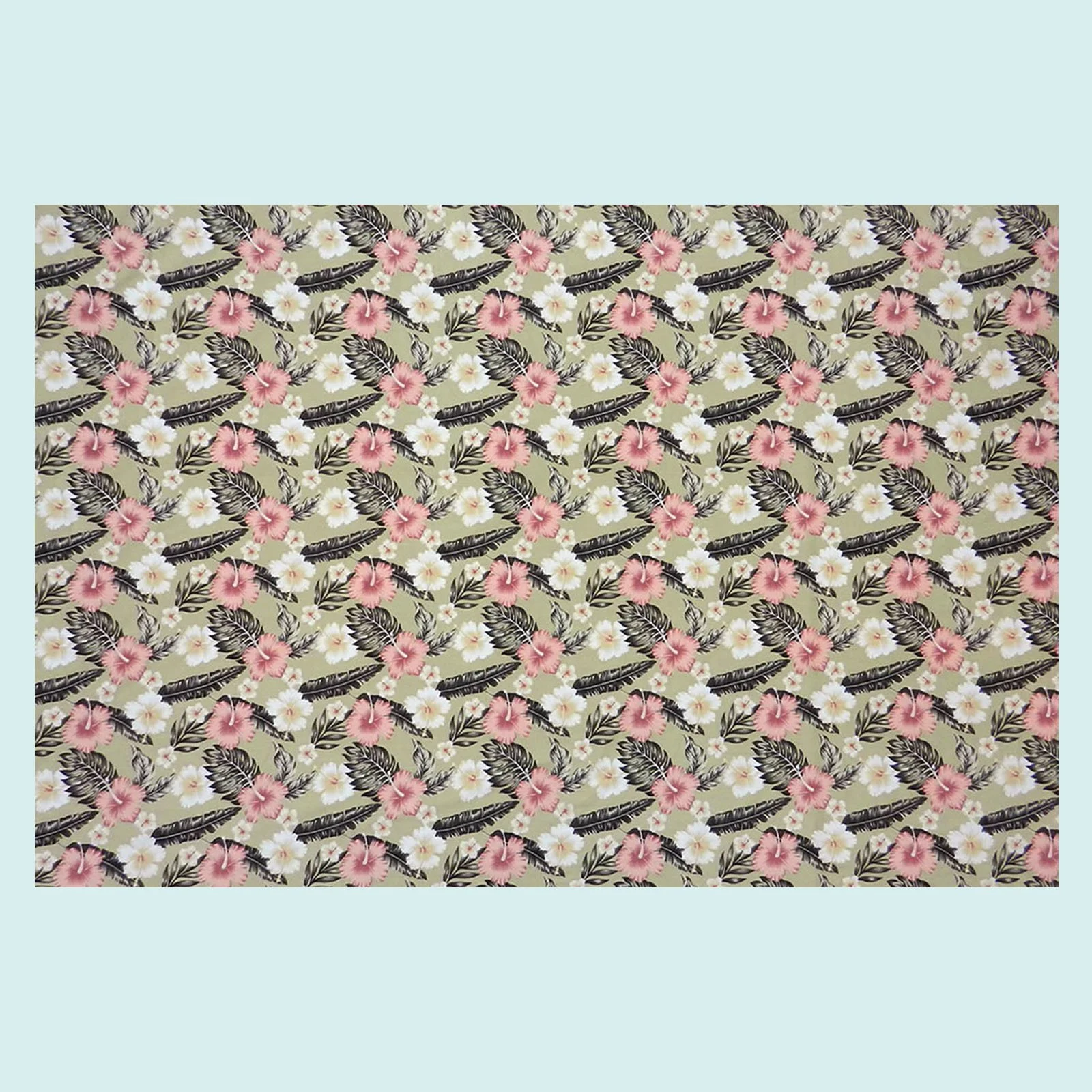 Paréo beige hibiscus et feuille || PAC078
