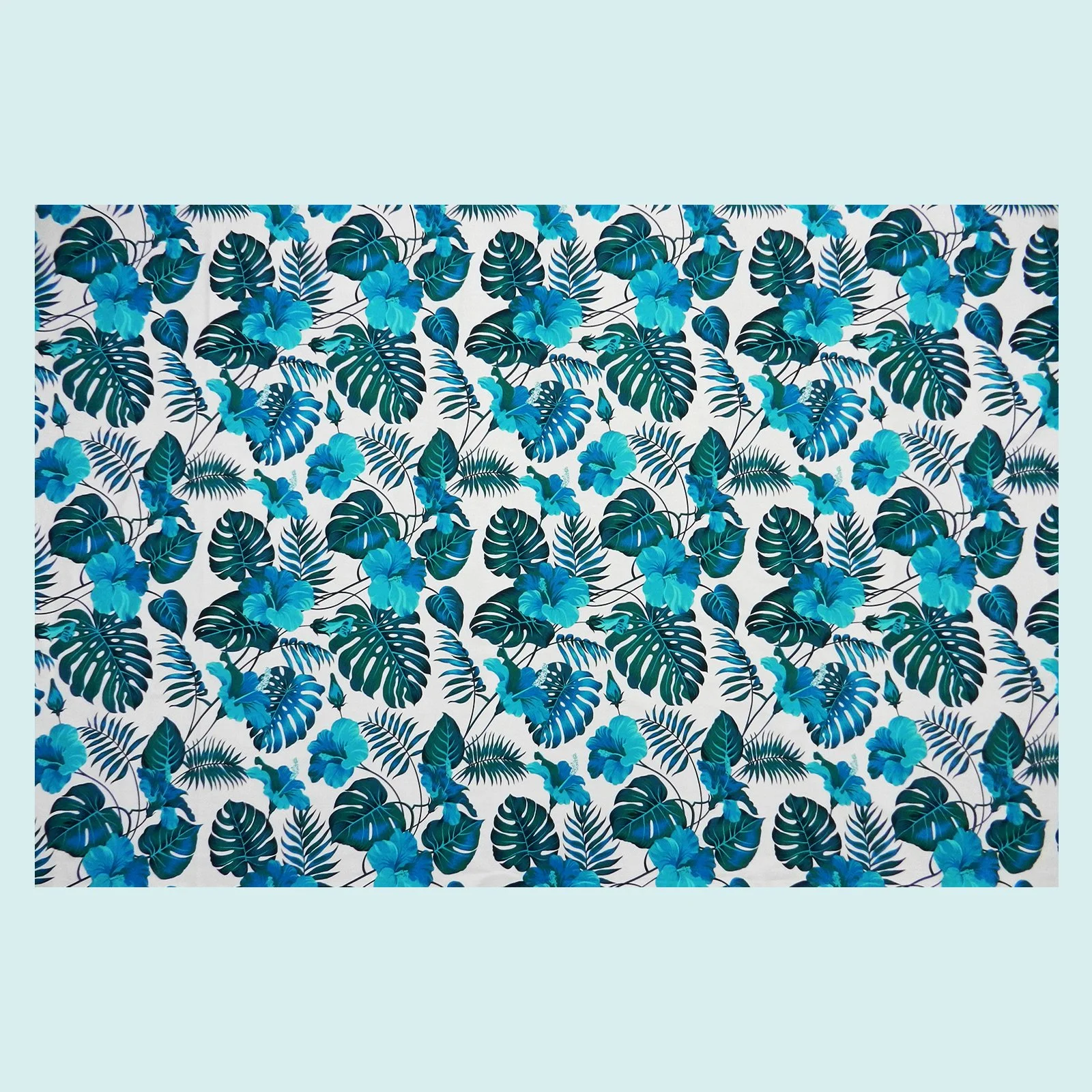 Paréo blanc feuillages hibiscus vert turquoise || PAC049