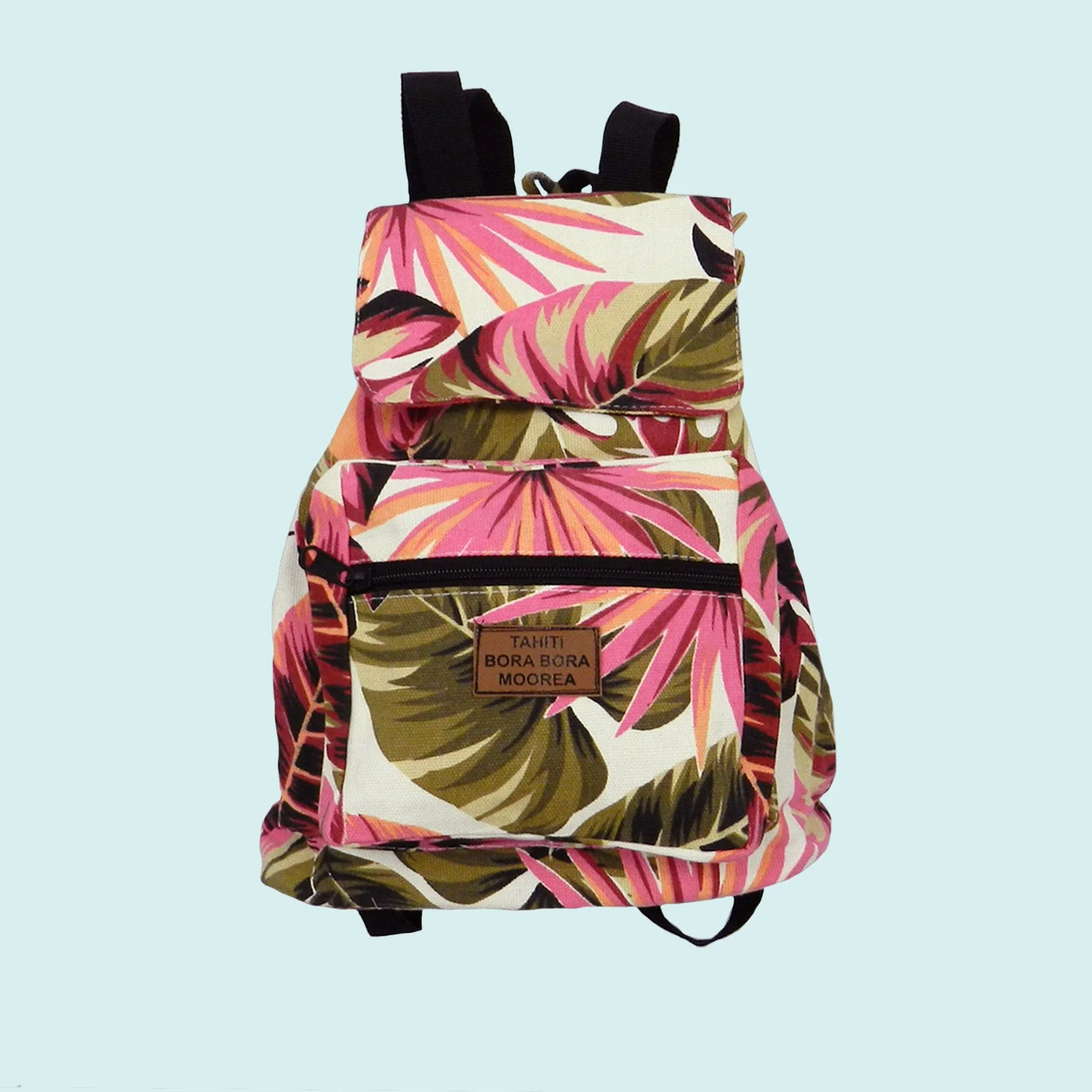 Petit sac à dos feuillages rose || SAC023