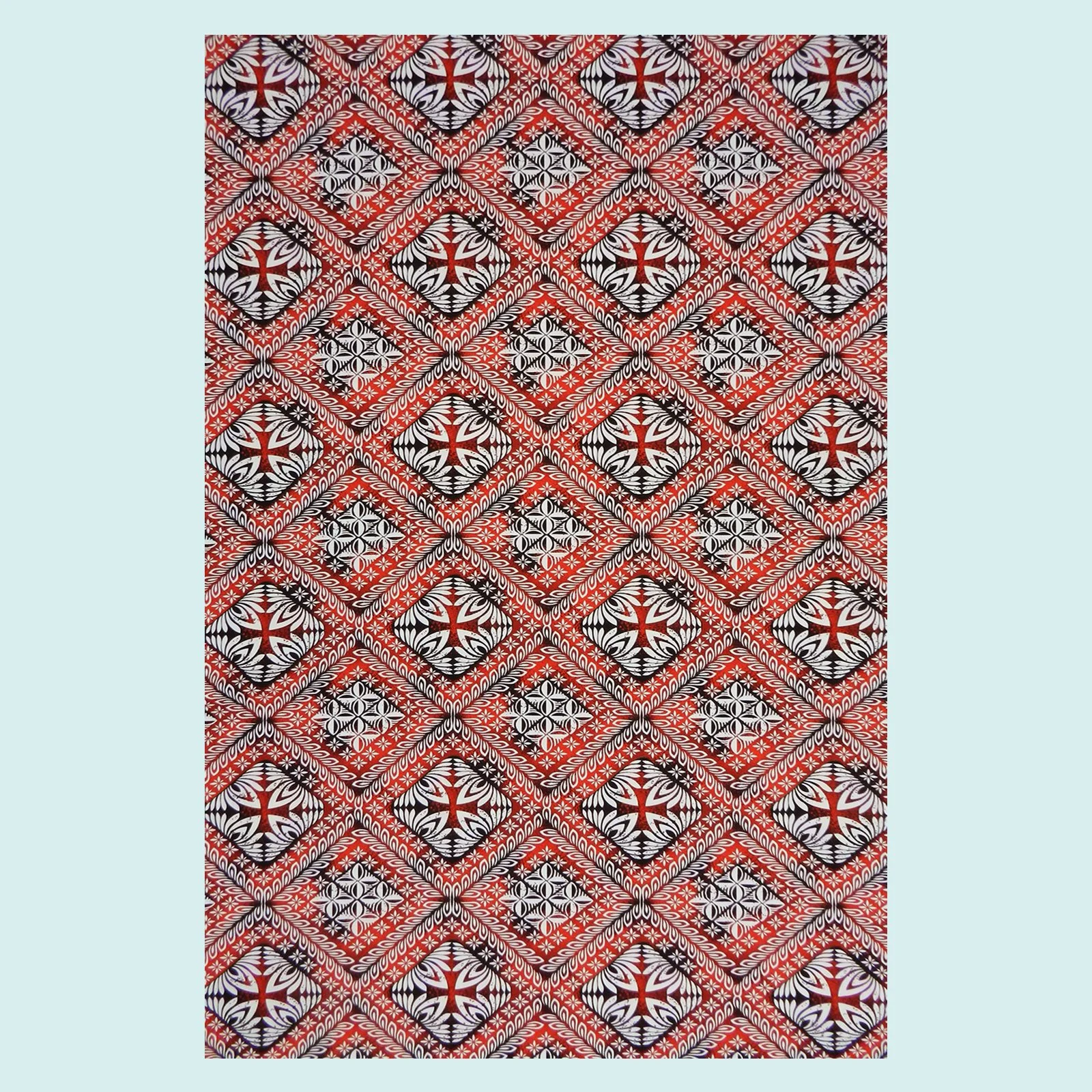 Tissu rouge motif tapa || TIC054