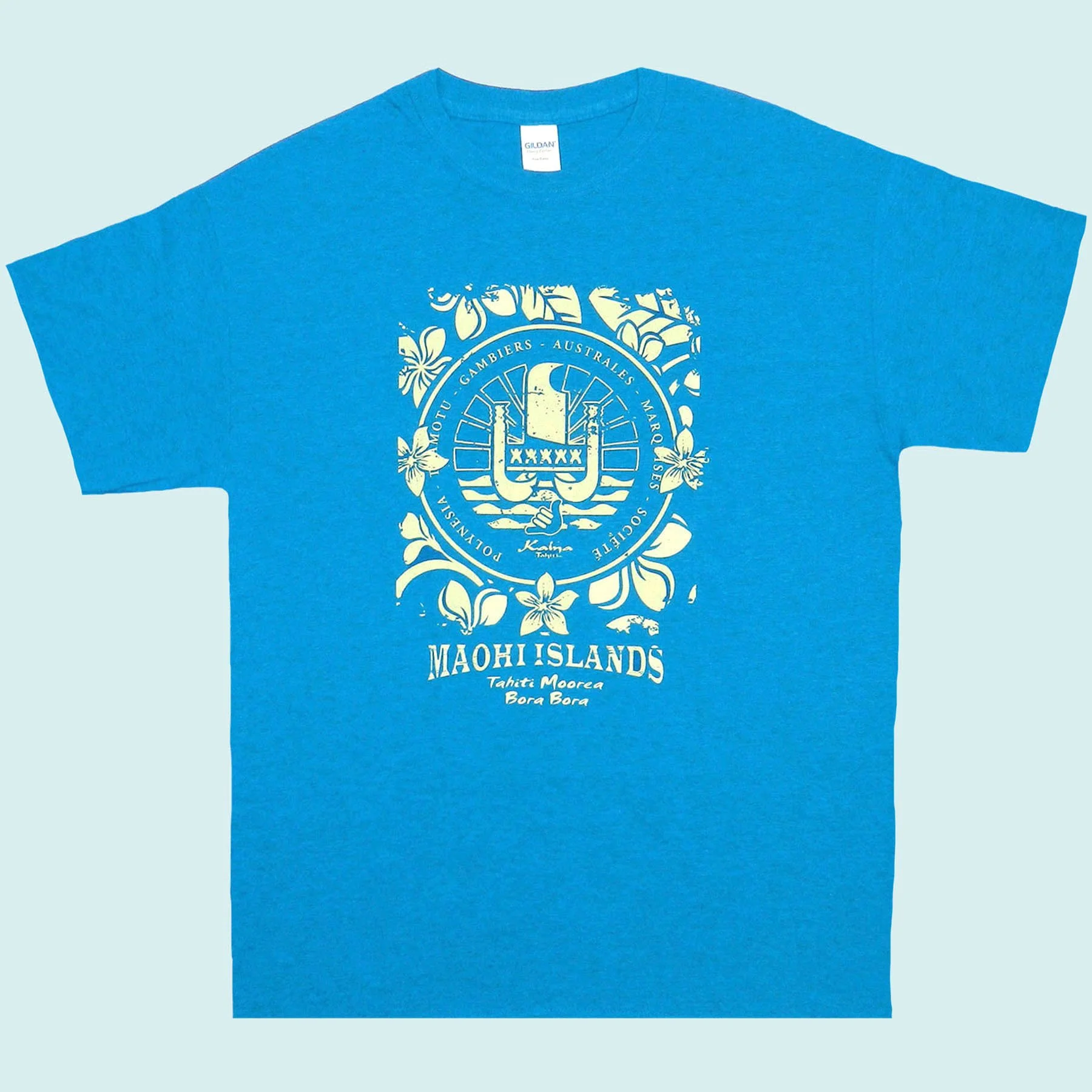 Tee shirt turquoise fleur et drapeau || TMC092