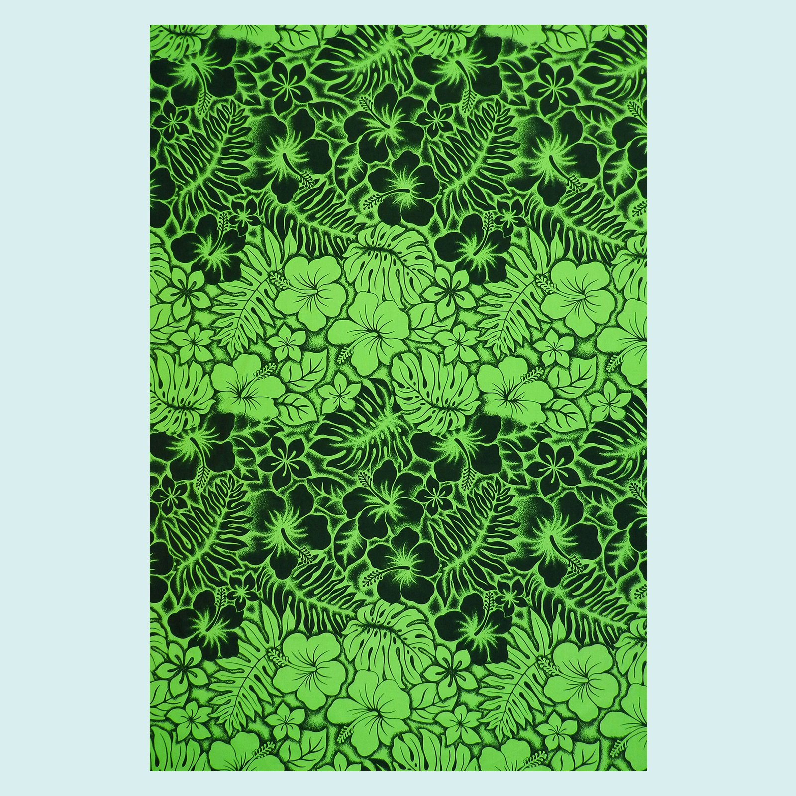 Tissu vert hibiscus feuillages || TIC062