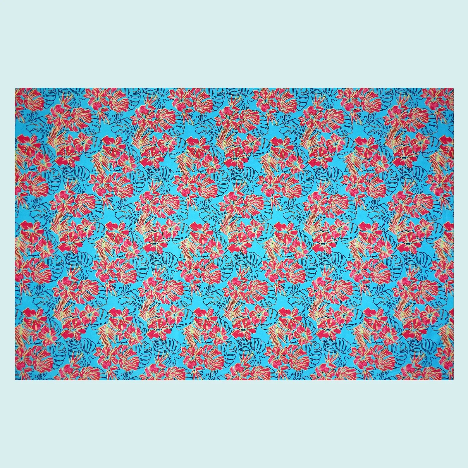 Paréo bleu hibiscus stylisé || PAC070