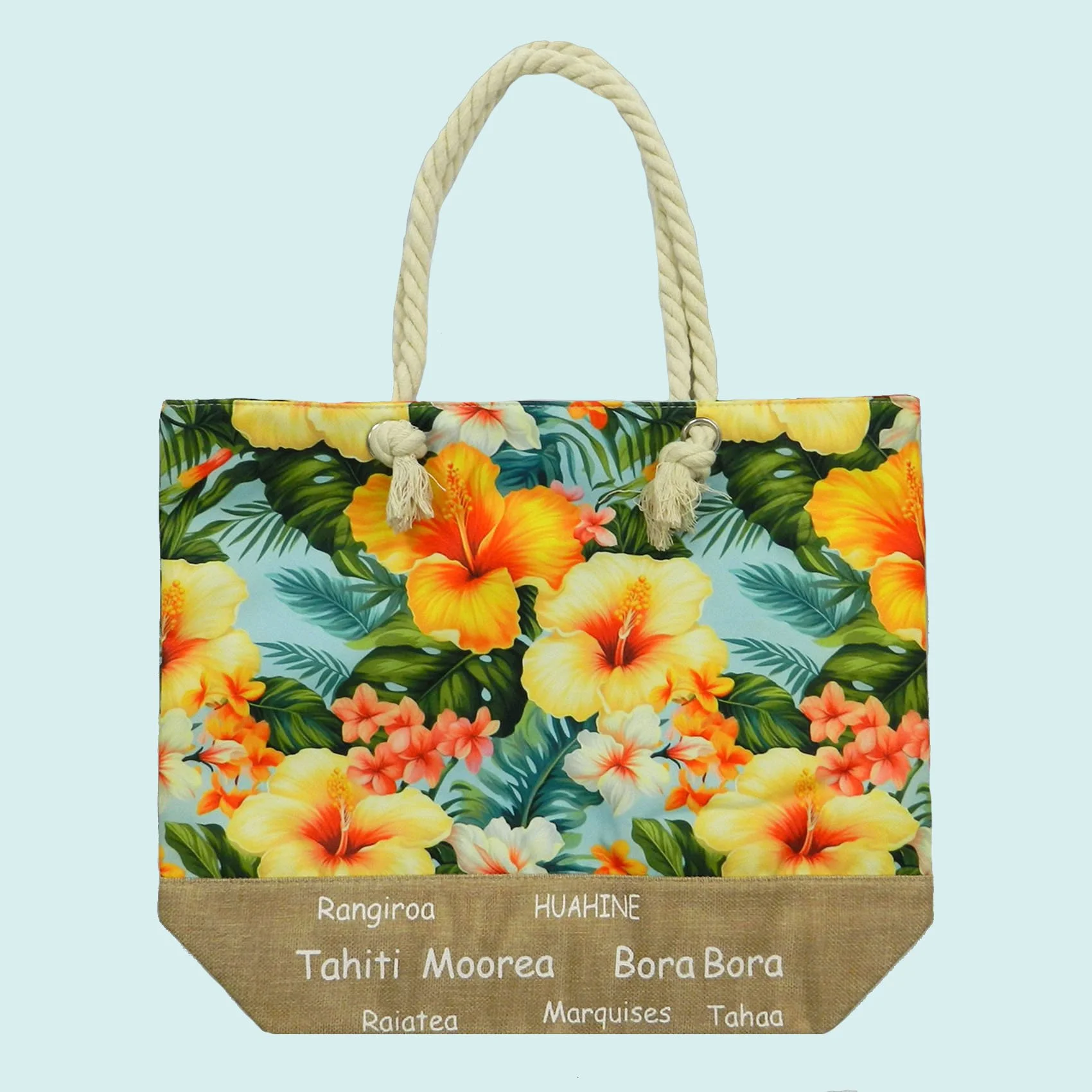 Sac toile tropical vert d'eau || SAC001