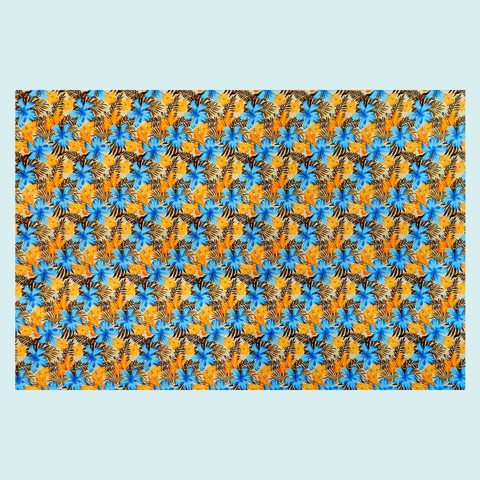 Paréo beige hibiscus bleu || PAC098